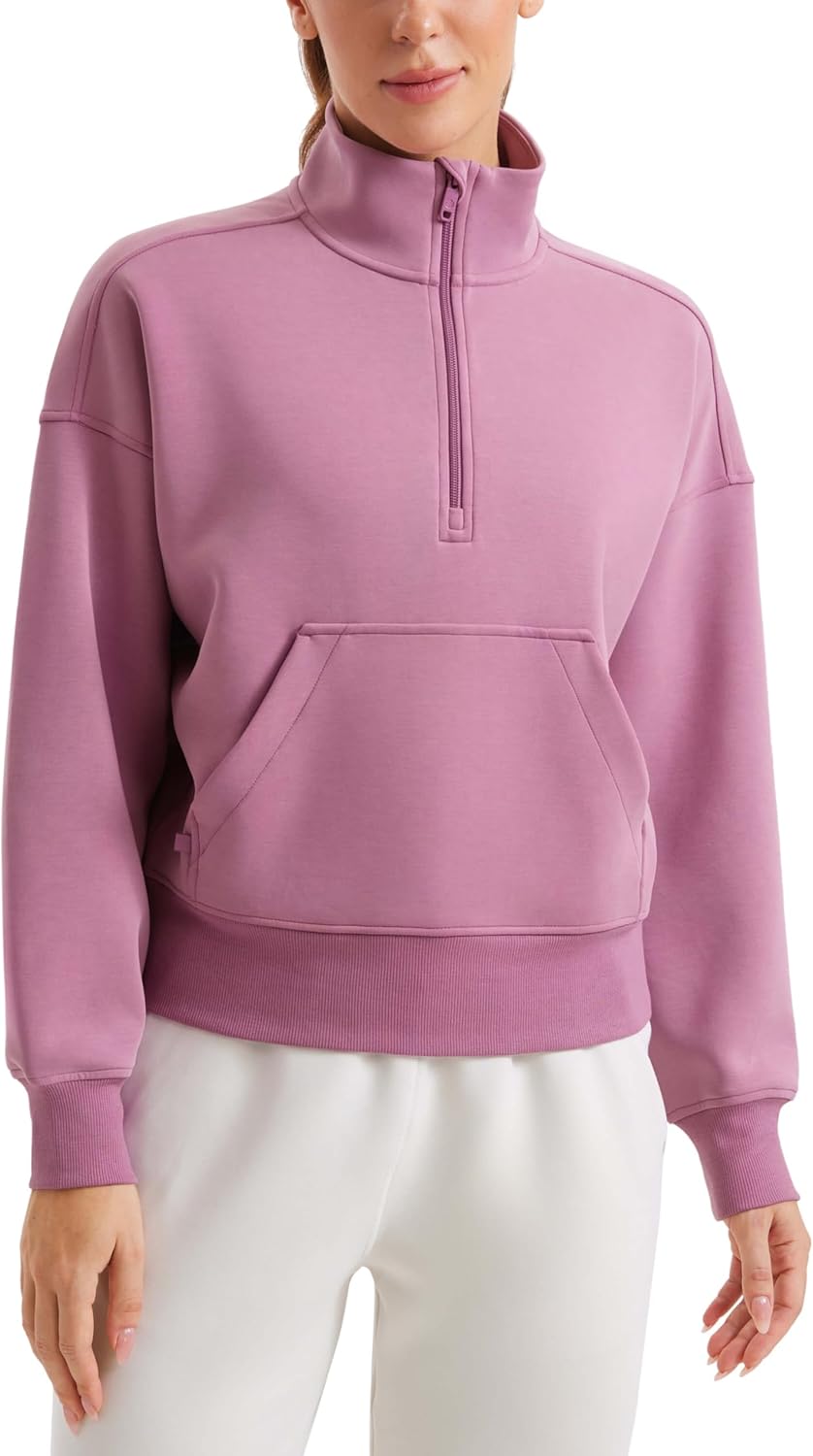 CRZ YOGA SoftAura Half Zip Sweatshirt for Women - Cozy Layer