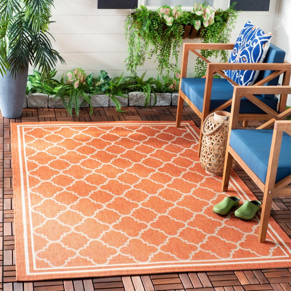 SAFAVIEH Courtyard Collection 5ft 3in x 7ft 7in Terracotta Rug