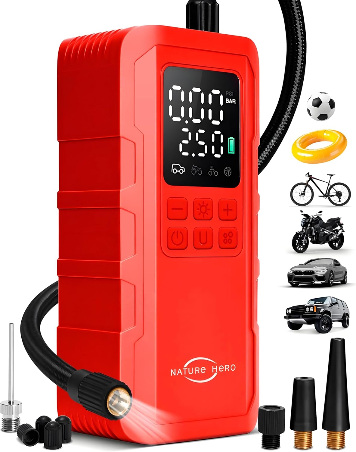Portable Air Compressor Tire Inflator with Digital Gauge and Light