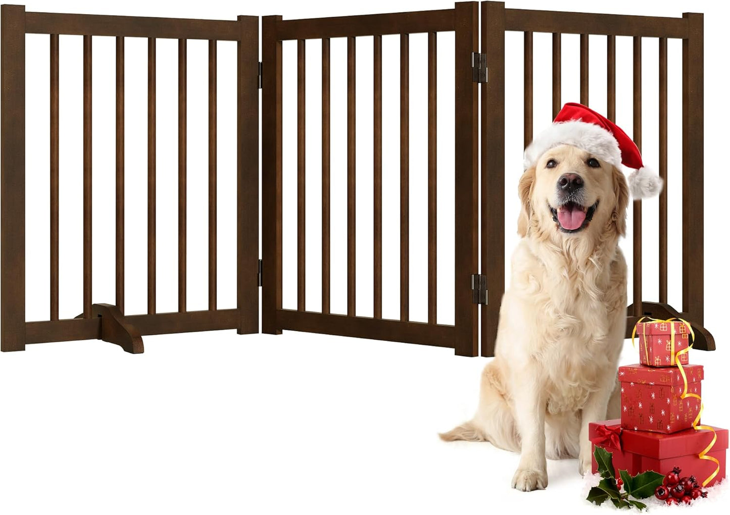 Indoor Dog Gate Wooden Freestanding Pet Fence for Safety