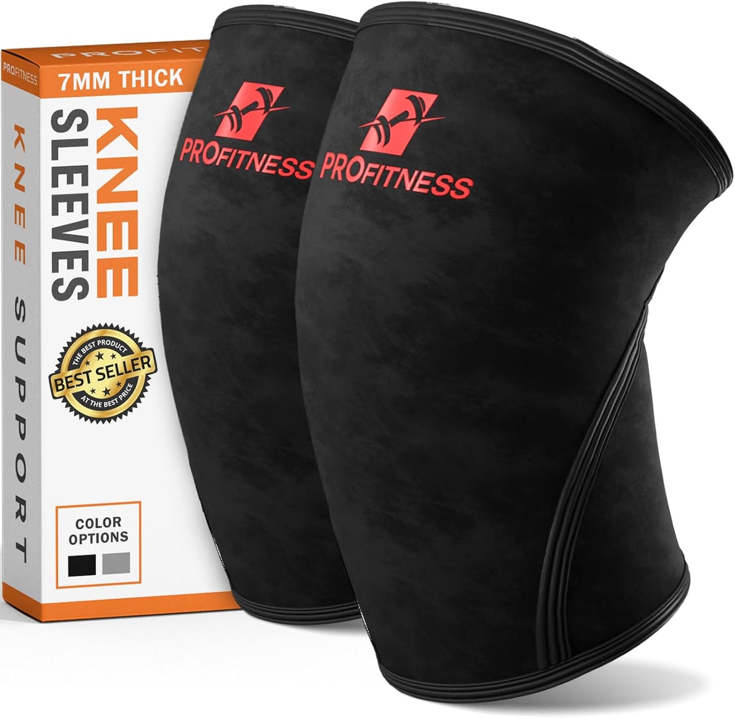 ProFitness Knee Sleeves for Weightlifting - 7mm Neoprene Support