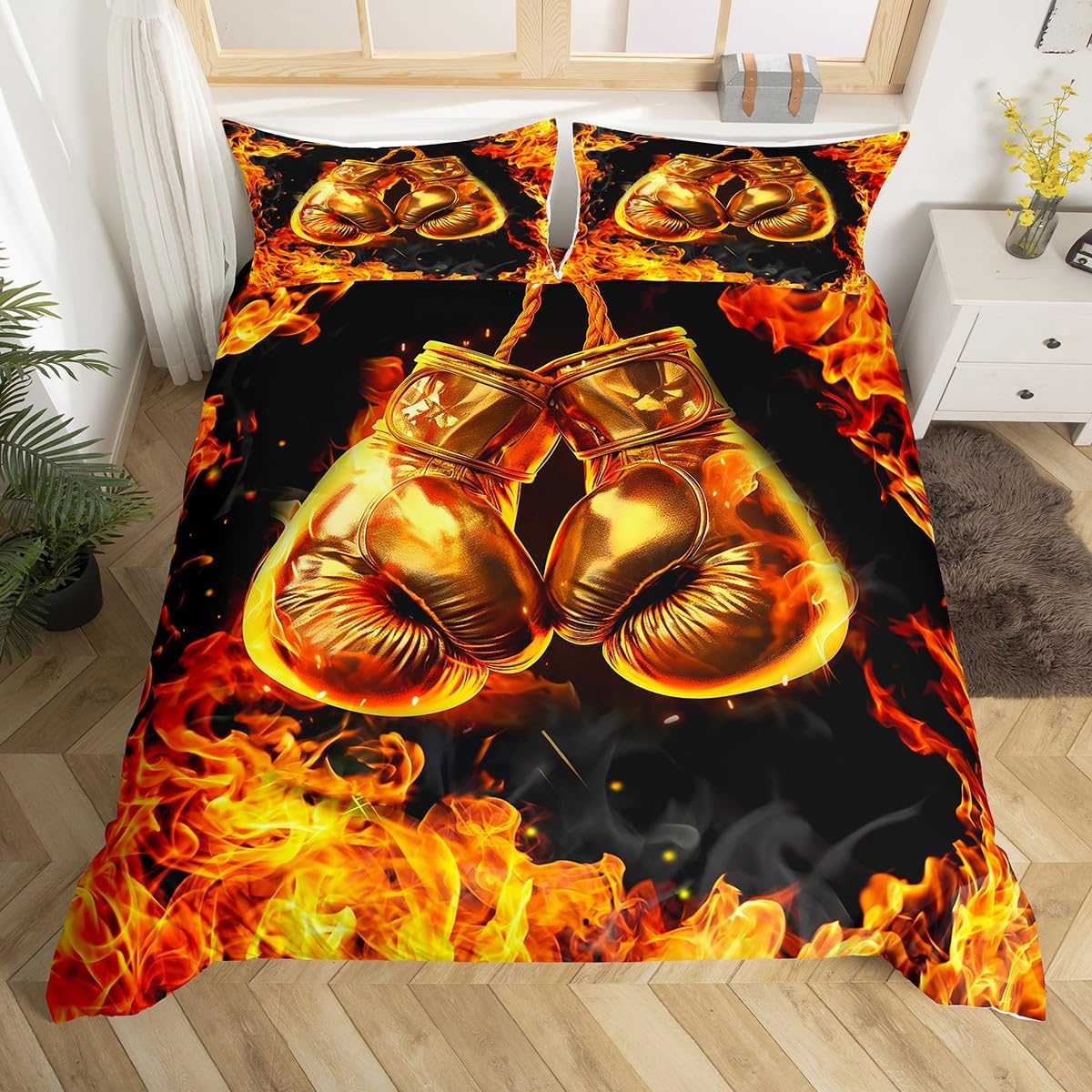 Golden Boxing Gloves Duvet Set for Kids - Twin Size