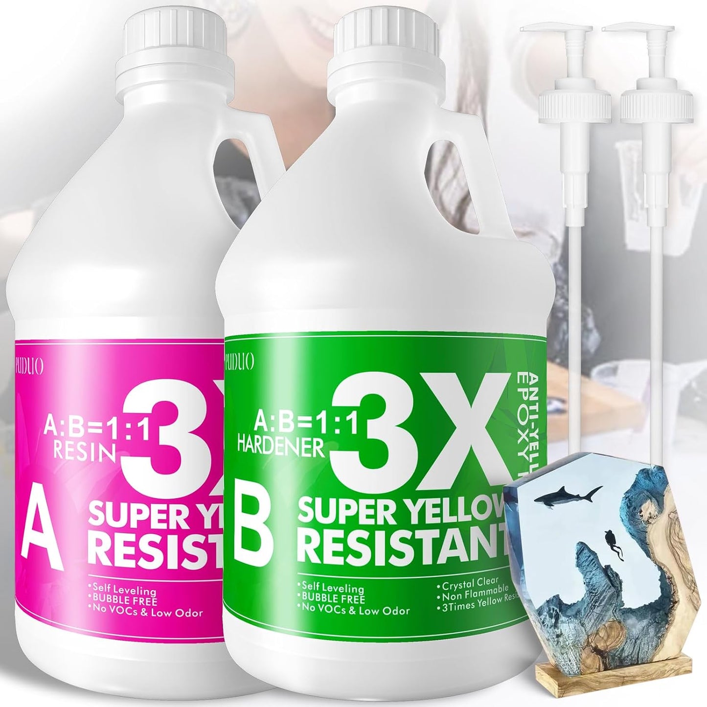 Puduo Crystal Clear Epoxy Resin Kit for Art and Jewelry Making