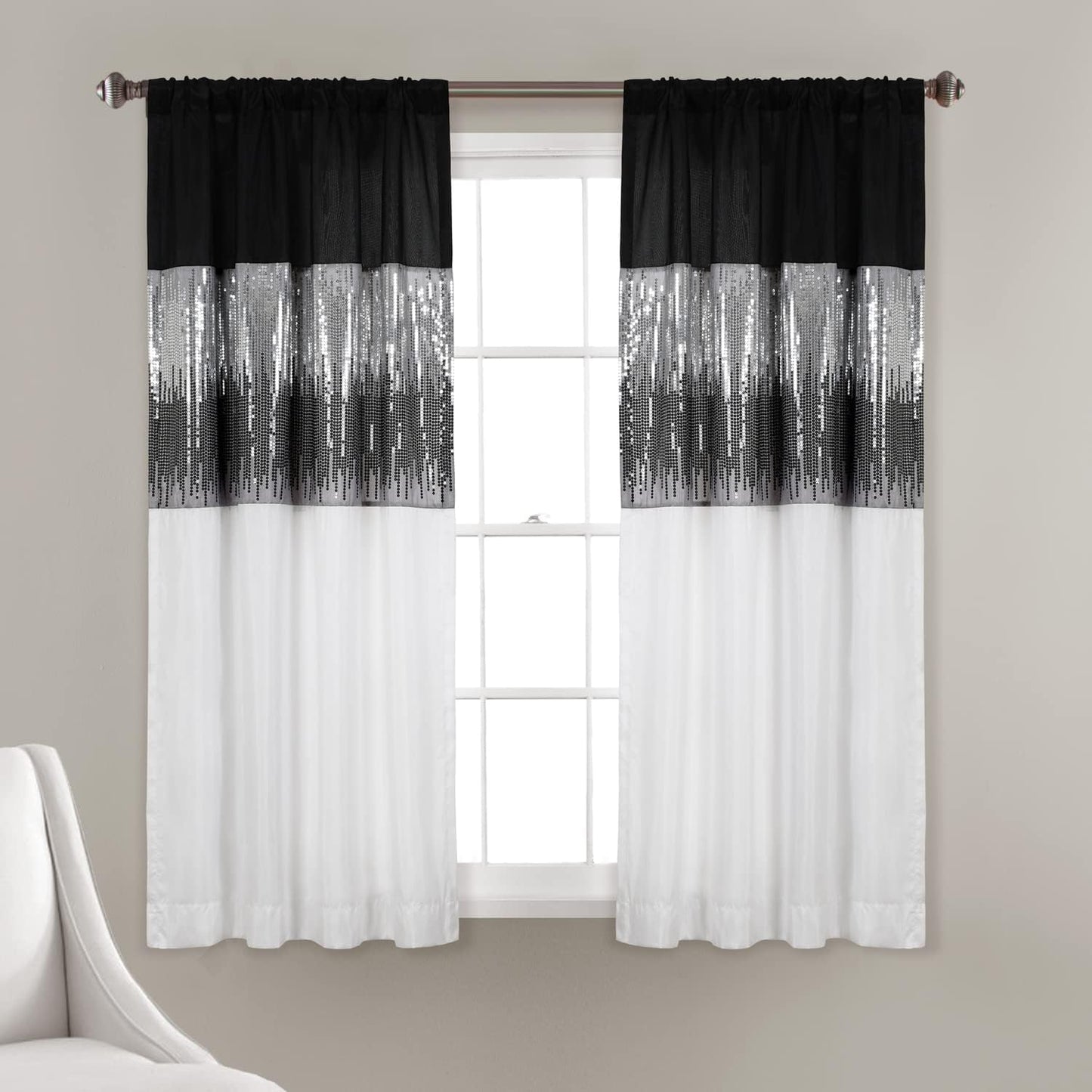 Sequin Sparkle Block Curtain - Modern Glam Decor