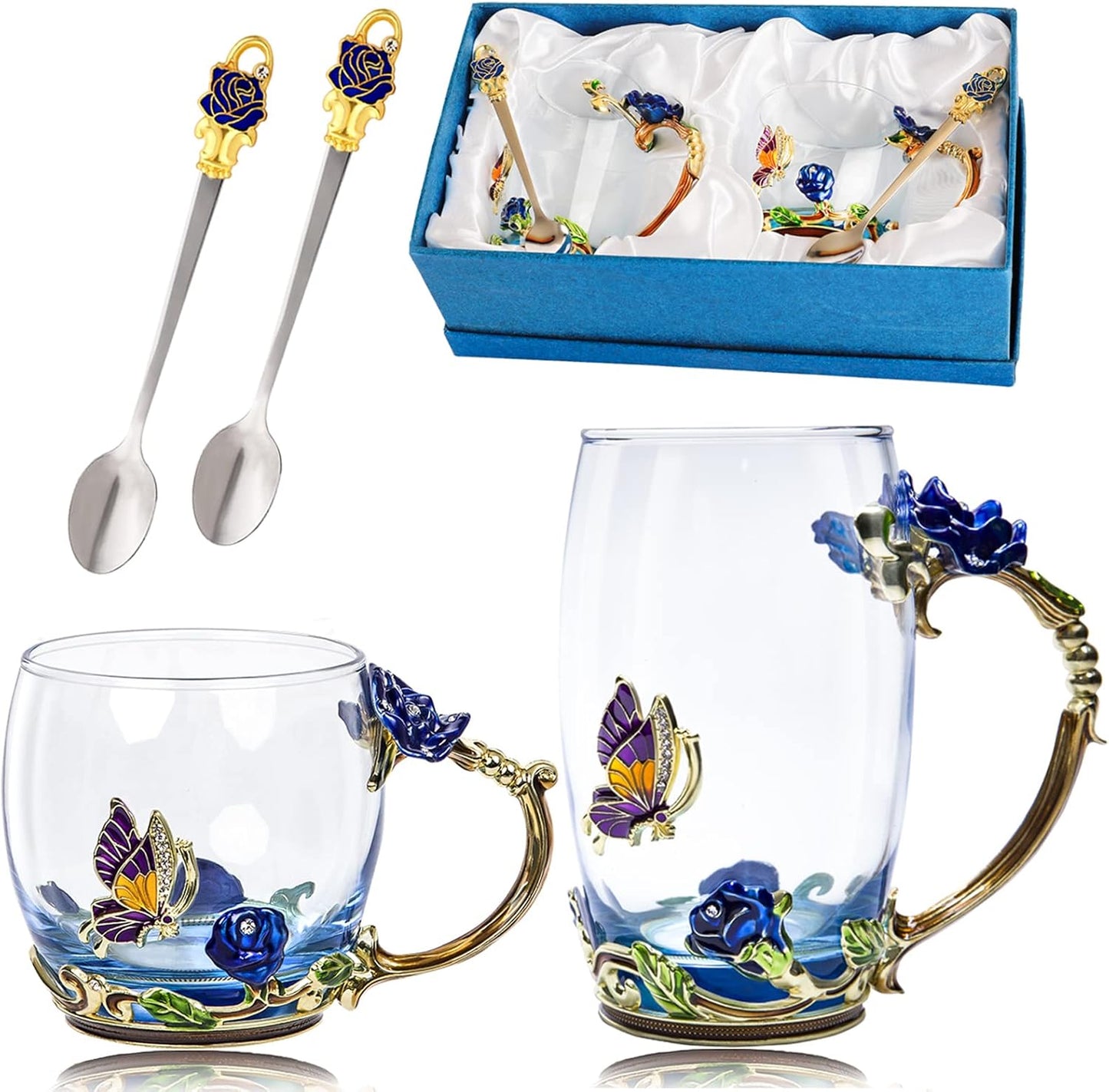 Elegant Flower Glass Tea Cup Set for Coffee Lovers and Gifts