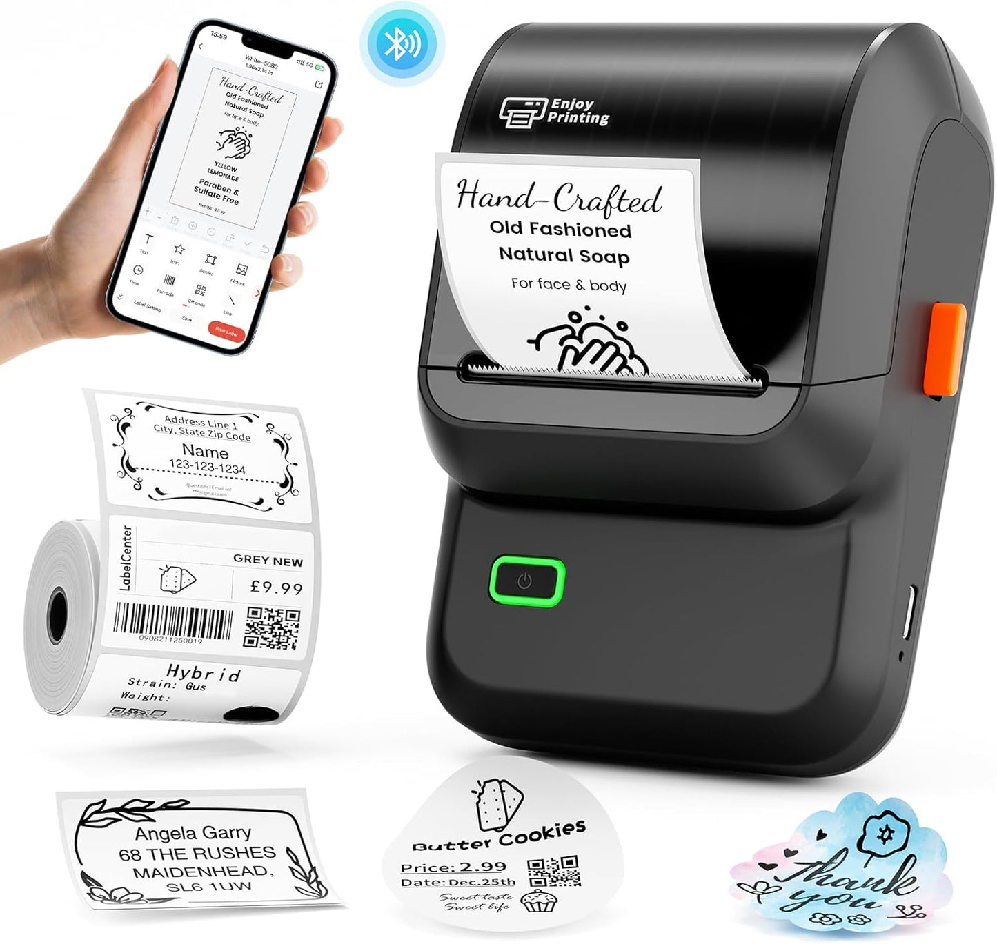Ponek Bluetooth Label Maker: 1000 Icons, 300 Templates