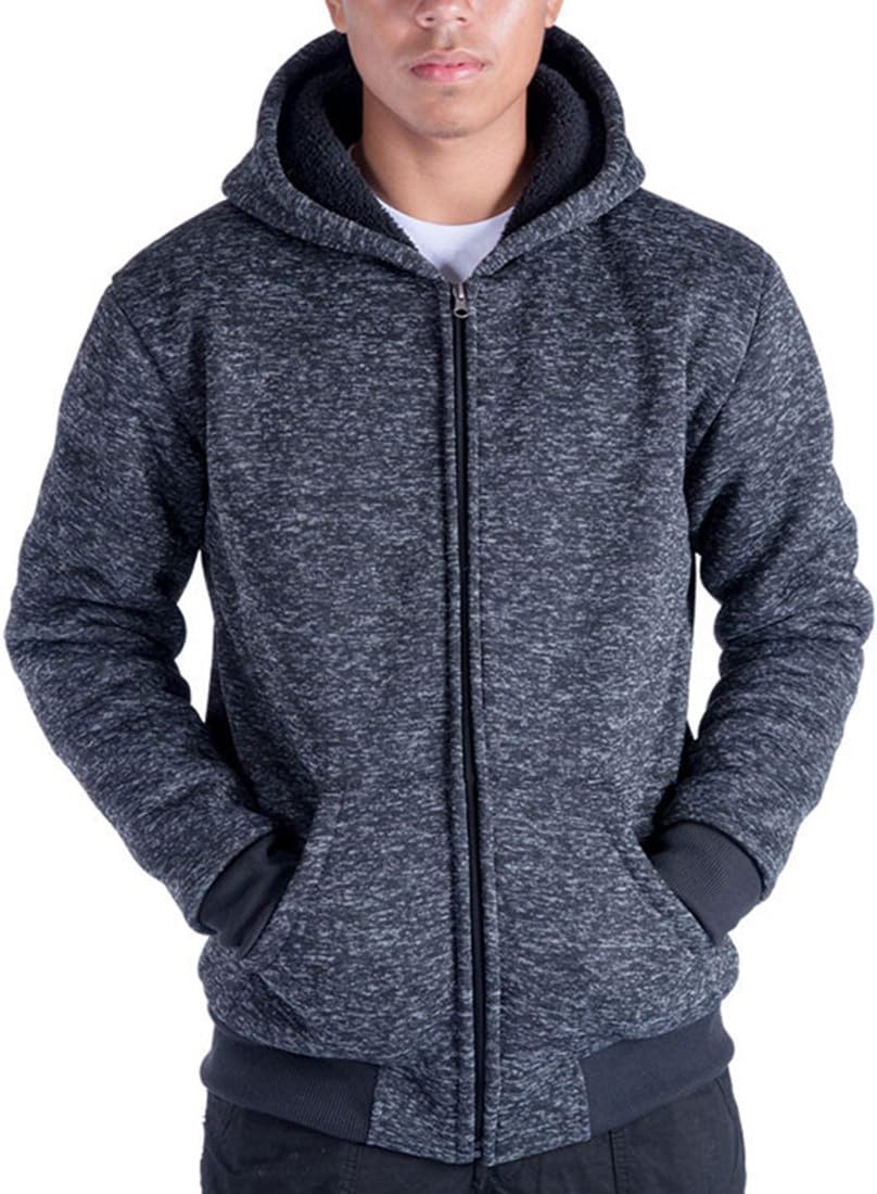 Heavyweight Sherpa Hoodies for Men - Warm Full Zip Sweatshirts
