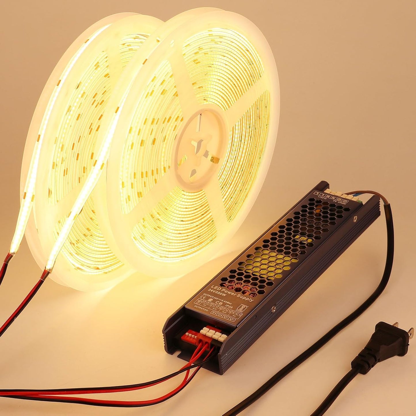 24V COB LED Strip Light Waterproof 65.6ft for Indoor Outdoor Use