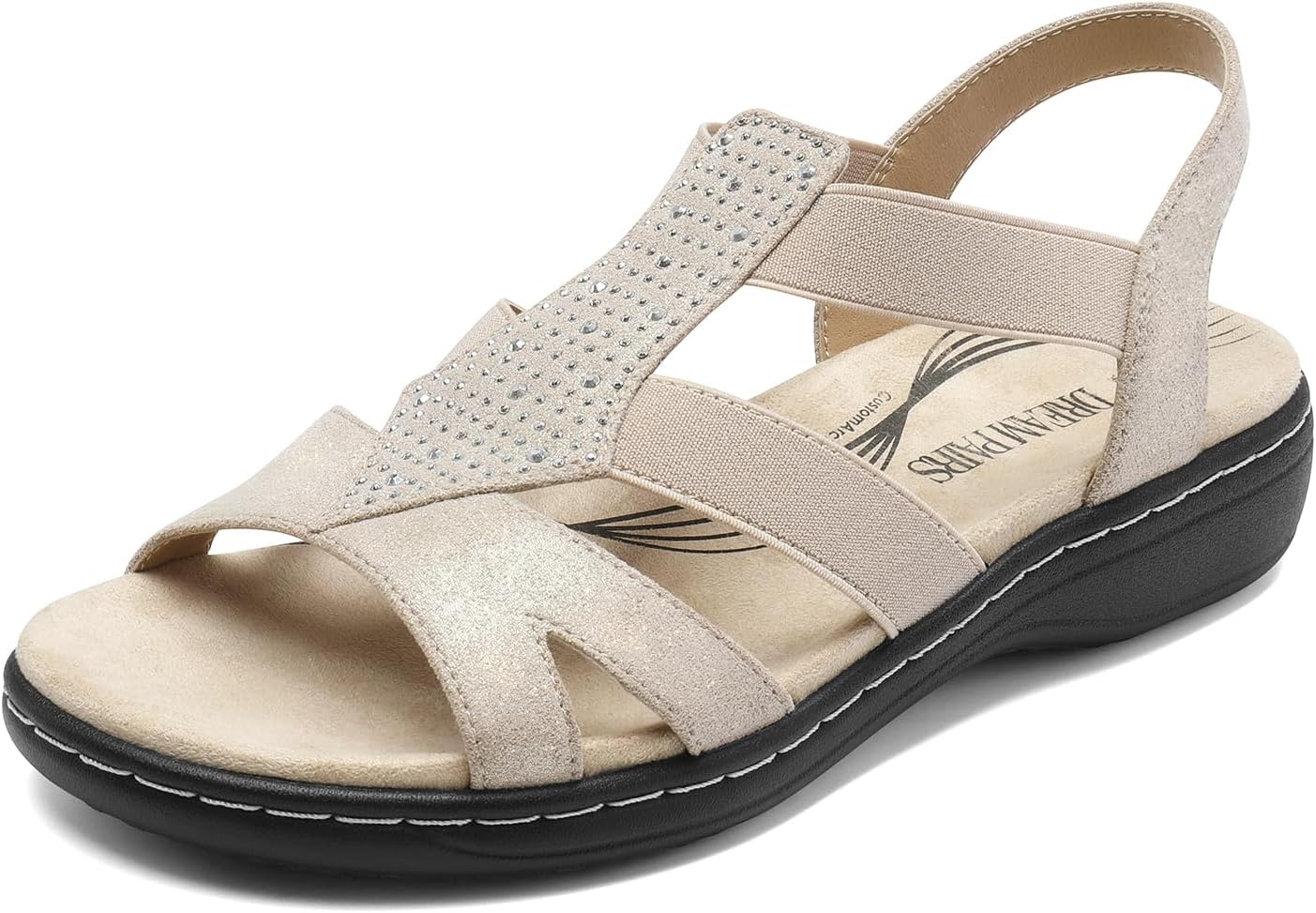 DREAM PAIRS Women's Comfortable Arch Support Dressy Flat Sandals