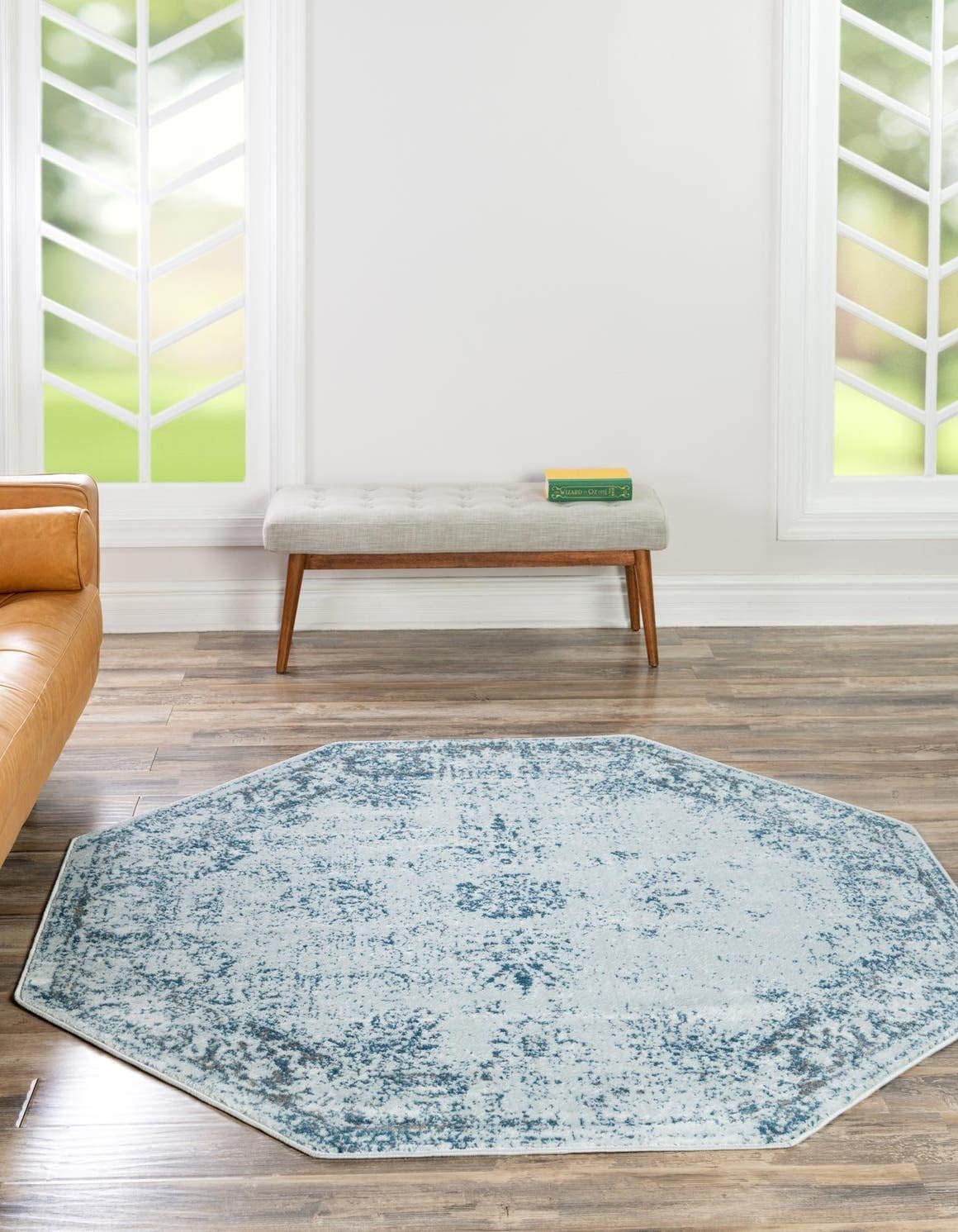 Unique Loom Sofia Collection Area Rug - Casino in Light Blue