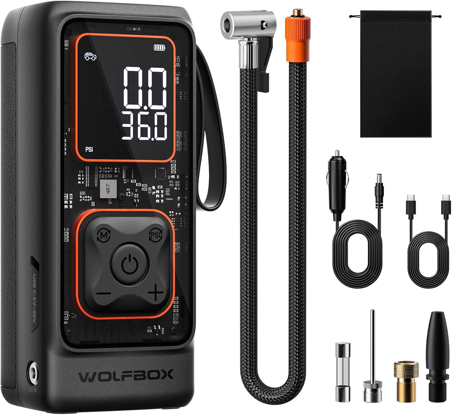 WOLFBOX Cordless Tire Inflator 1-Min Fast Inflation