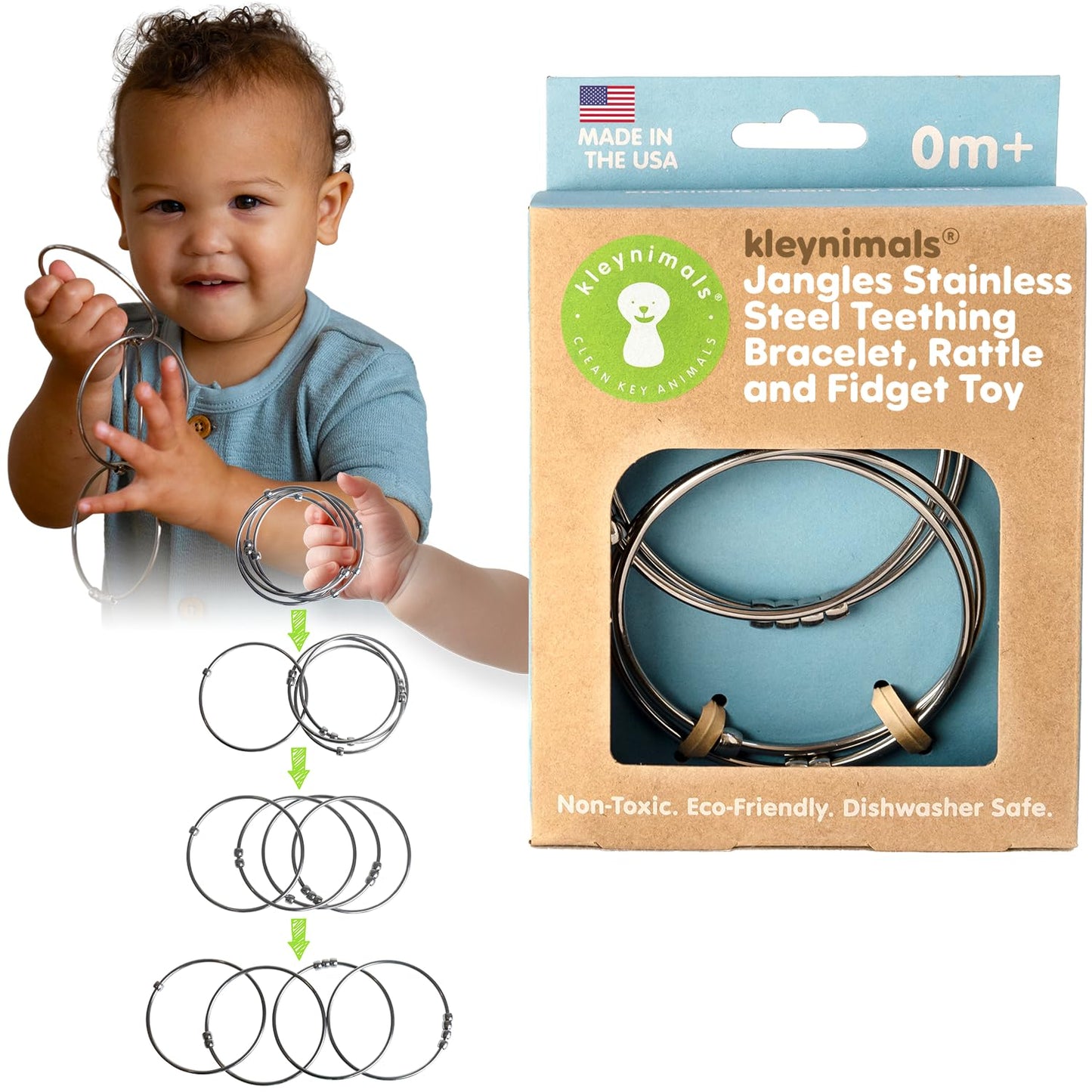 Jangles Stainless Steel Baby Rattle & Teether for Safe Play