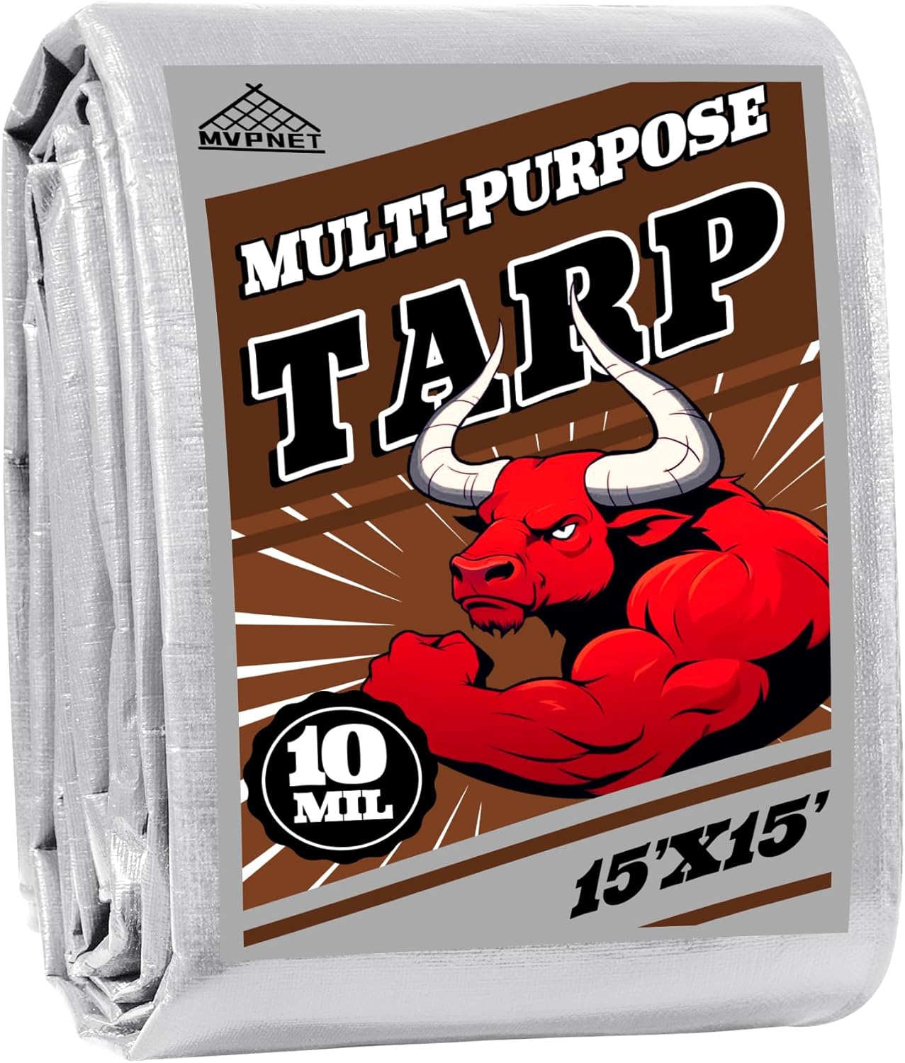MVPNET 15x15 ft Heavy Duty Tarp - Waterproof & Durable