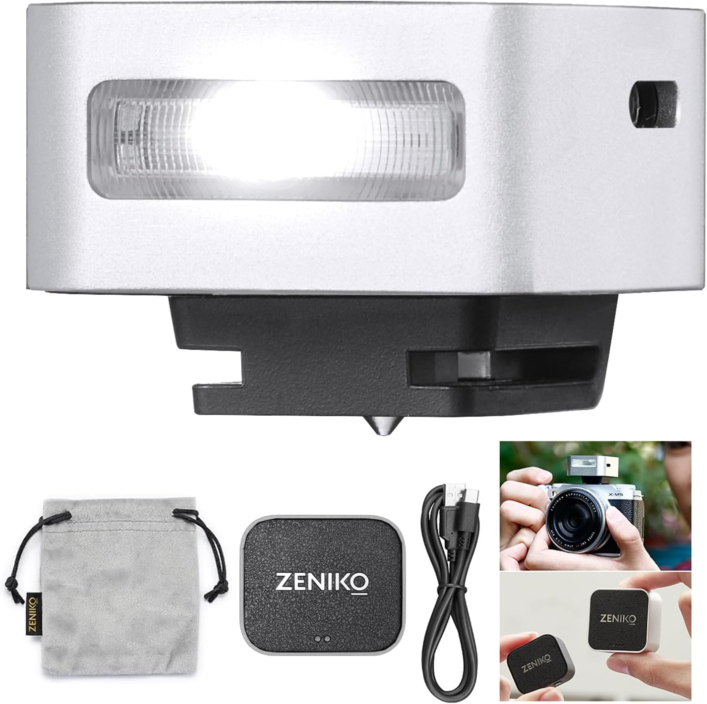 ZENIKO Portable Mini Camera Flash: 2-Level Power, Lightweight Retro Design