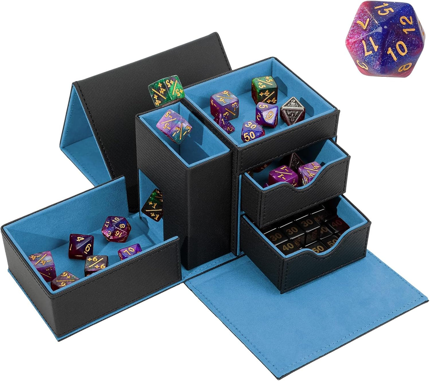 3 in 1 Dice Tray & Tower Storage Box for DND and RPG Games