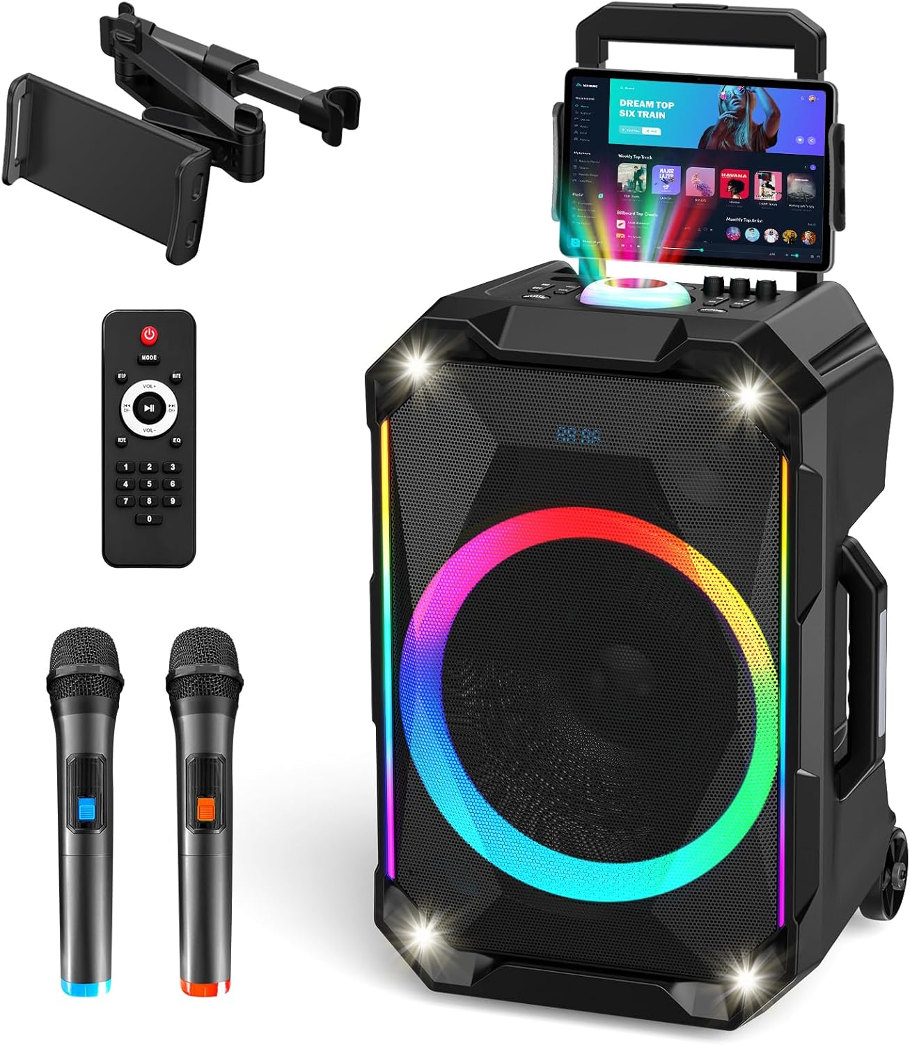 Portable Karaoke Machine with 12in Bluetooth Speaker & Mics