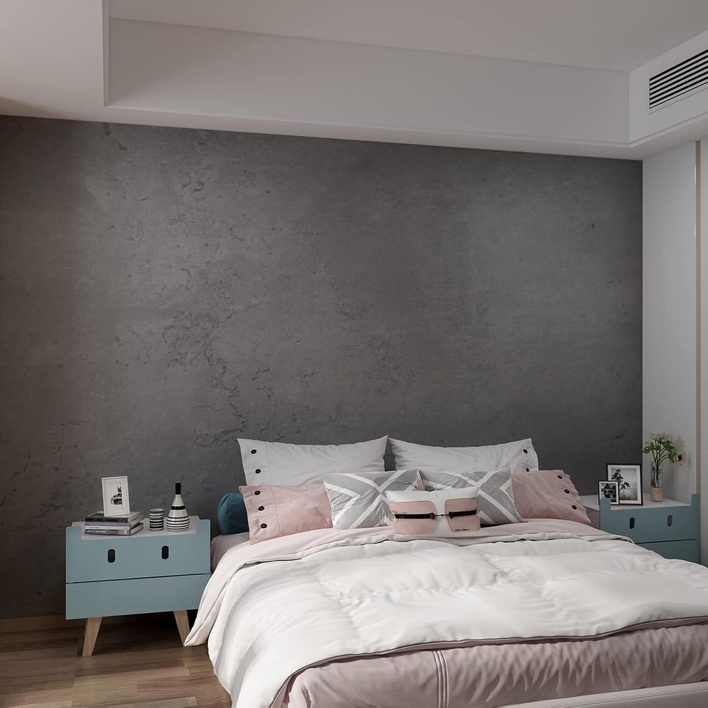 Thick Dark Grey Black Concrete Wallpaper Peel and Stick for Walls