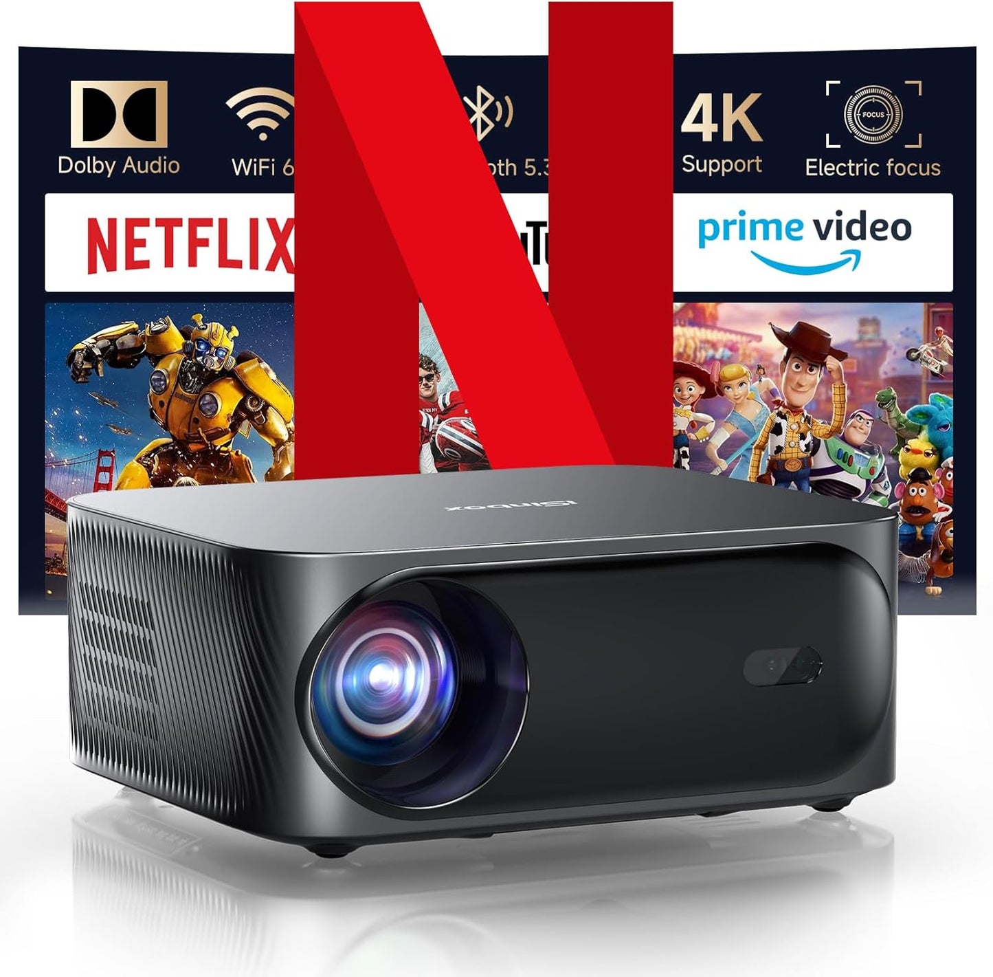 1080P Outdoor Projector with Dolby Audio & Netflix