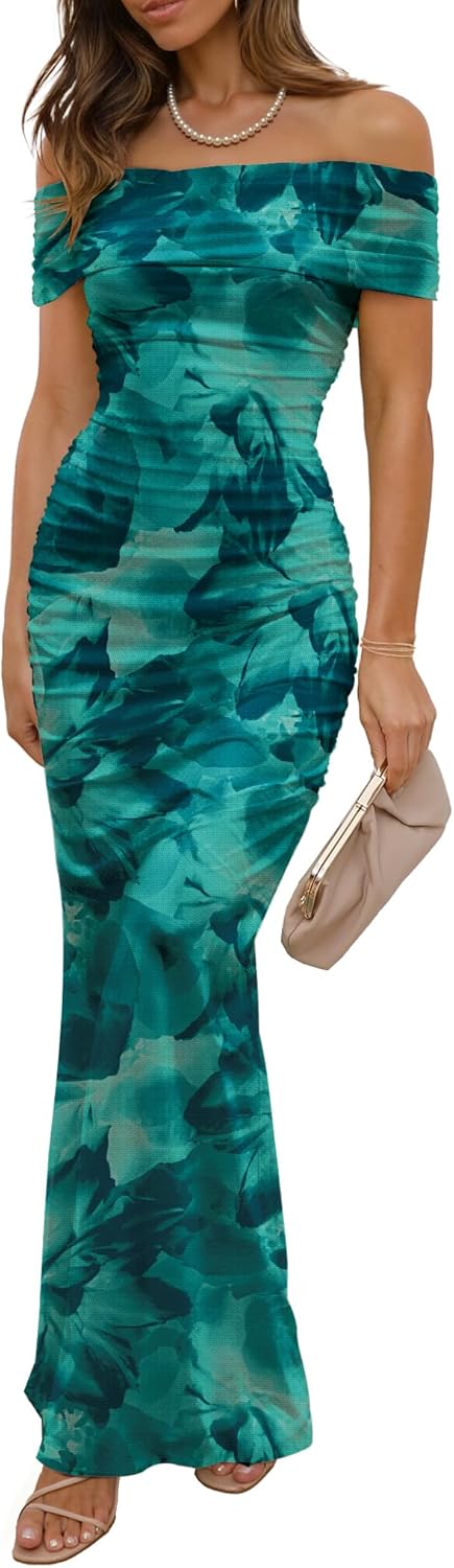 Floral Formal Cocktail Maxi Wedding Guest Dresses for Women