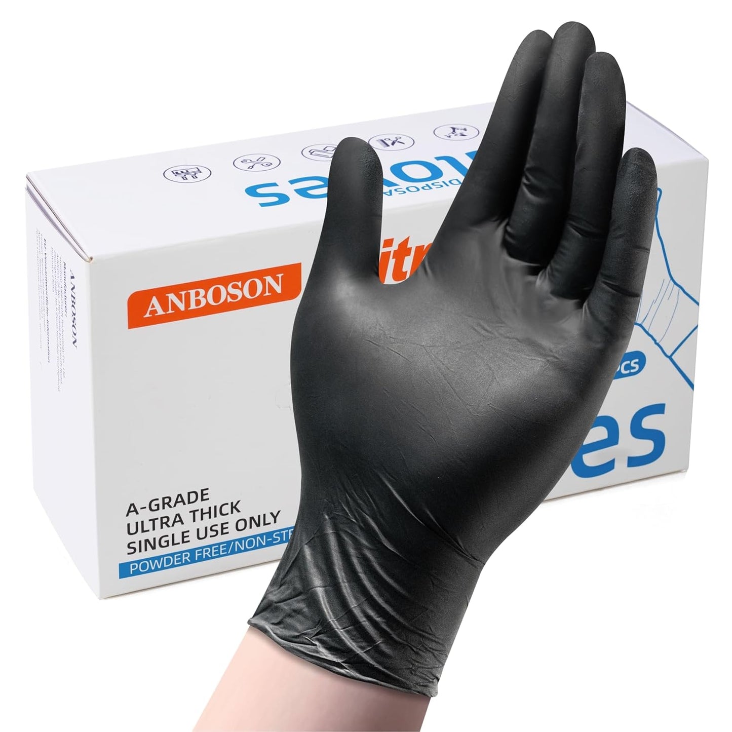 ANBOSON Heavy-Duty Nitrile Gloves, XL - Premium Grip for Safety