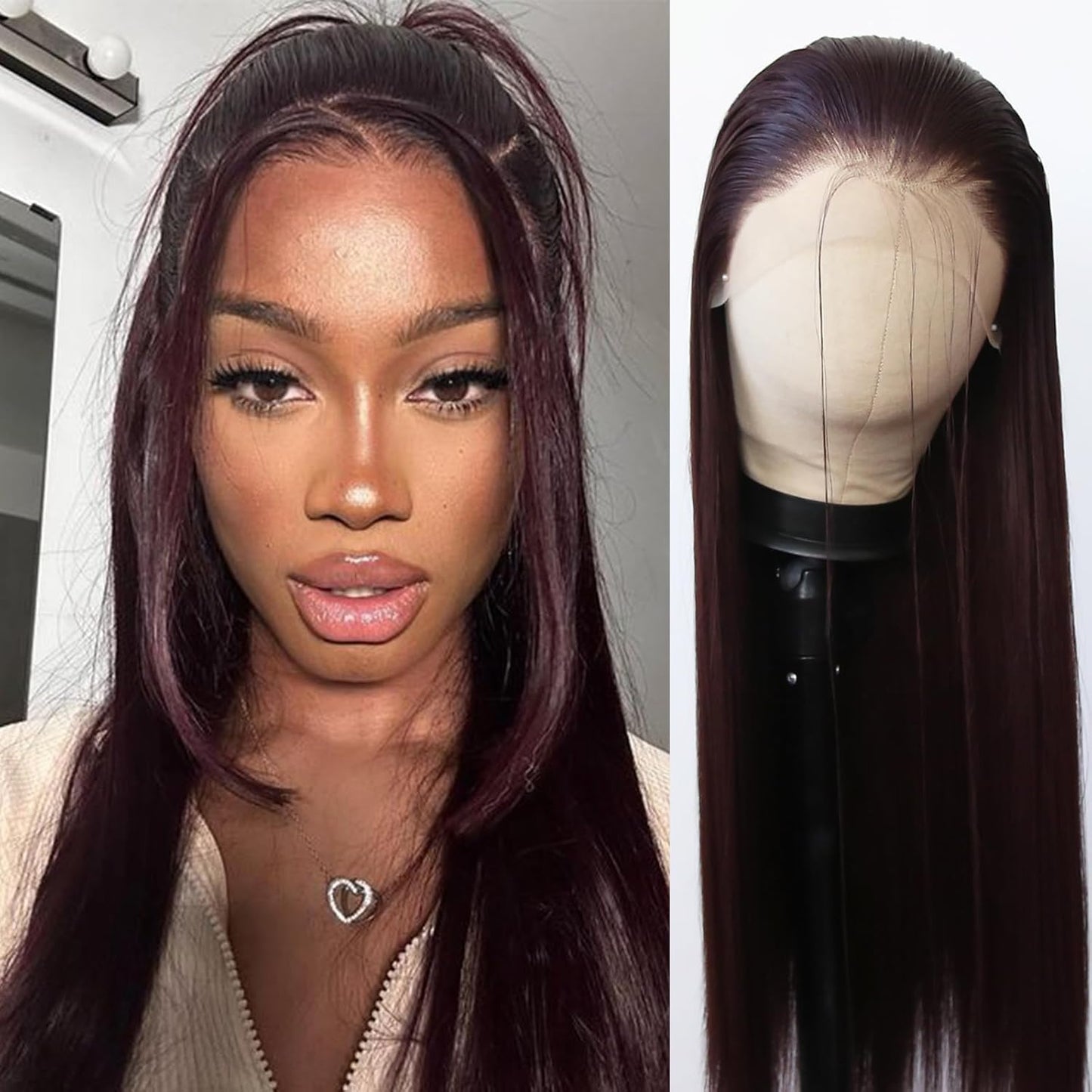99J Burgundy Lace Front Synthetic Wig for Stylish Looks