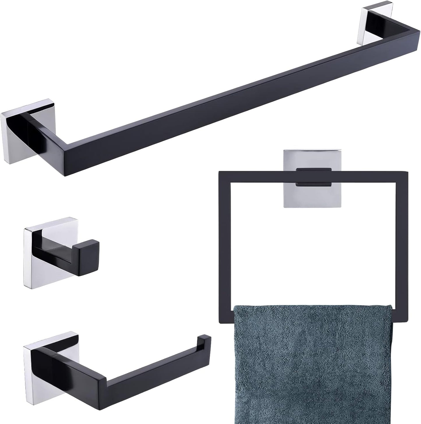 Stainless Steel Bathroom Towel Bar Holder Set for Modern Homes