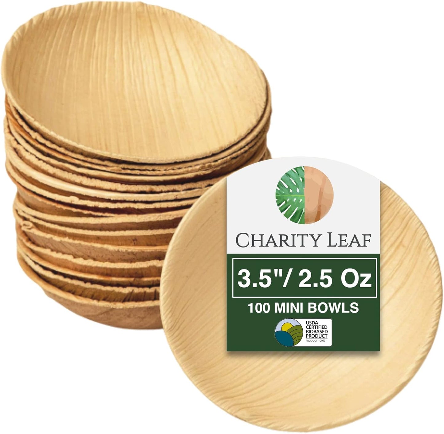 Disposable Palm Leaf 3.5in Round Mini Bowls for All Occasions