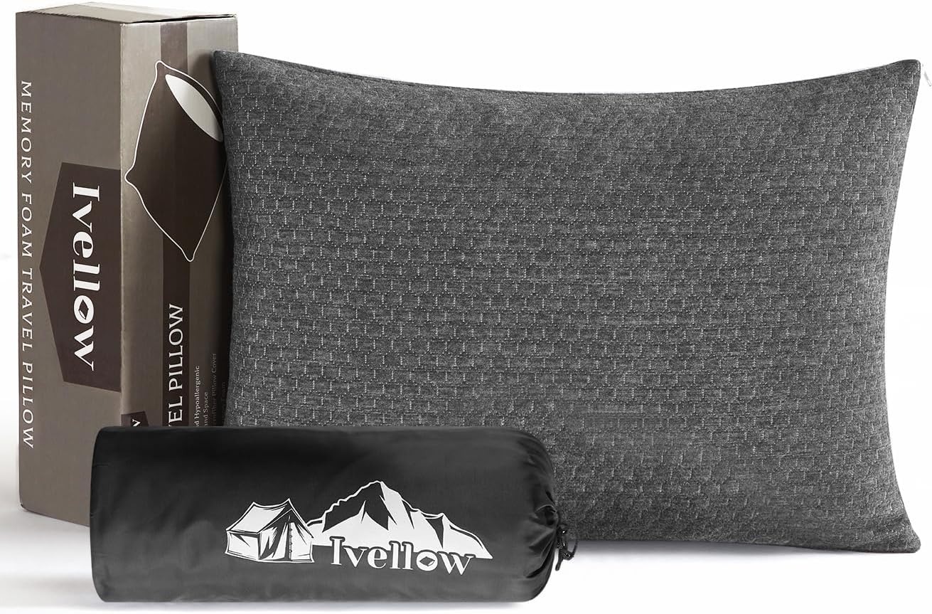 Ivellow Memory Foam Travel Pillow for Camping and Hiking Needs