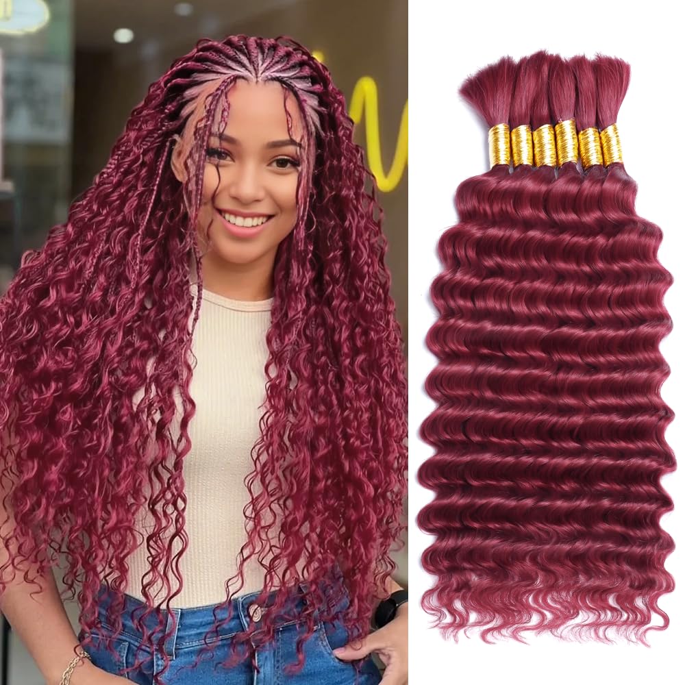 99J Human Braiding Hair Extensions for Boho Braids in Burgundy