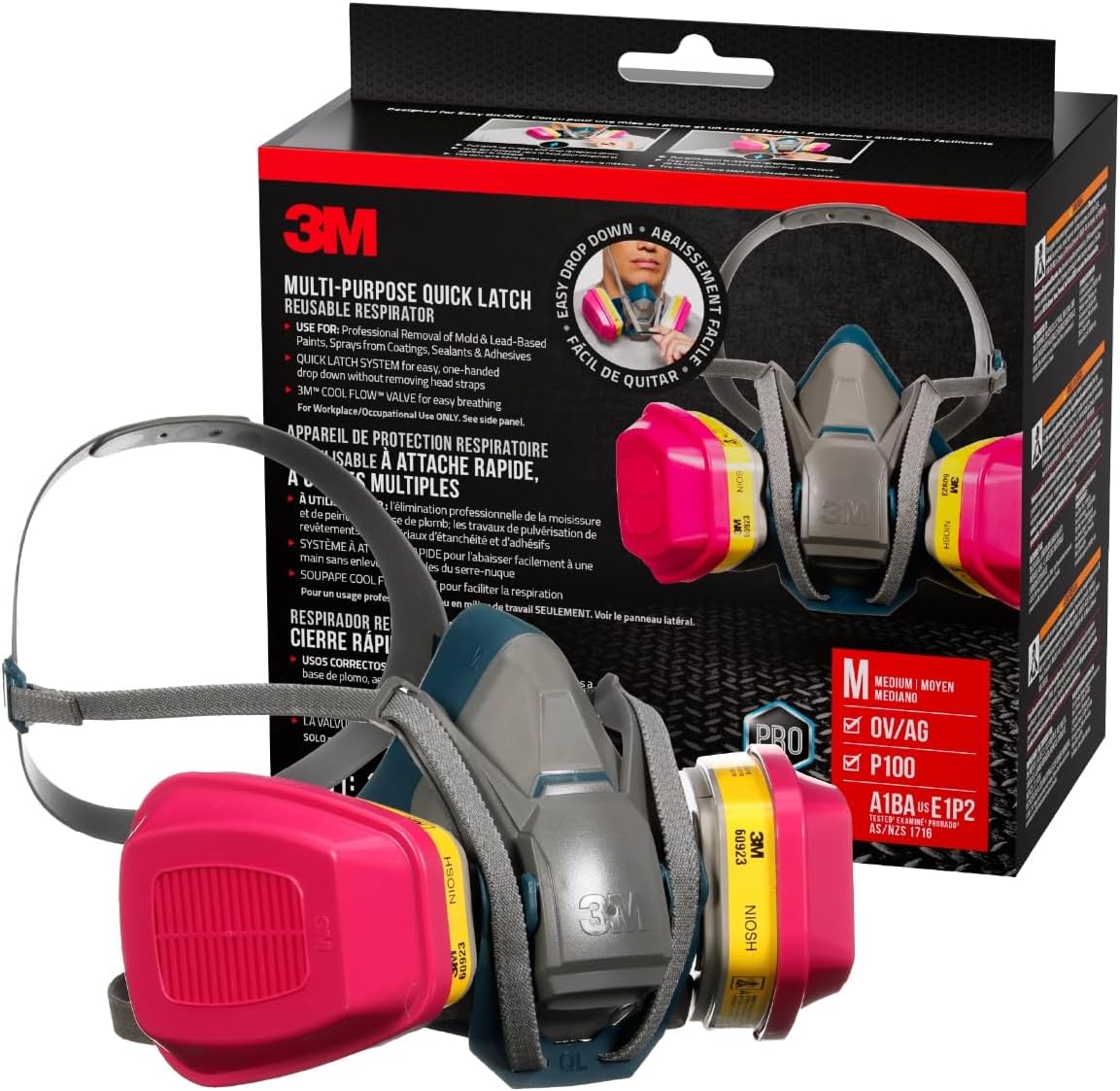 3M Pro MultiPurpose Respirator with Quick Latch for Safety