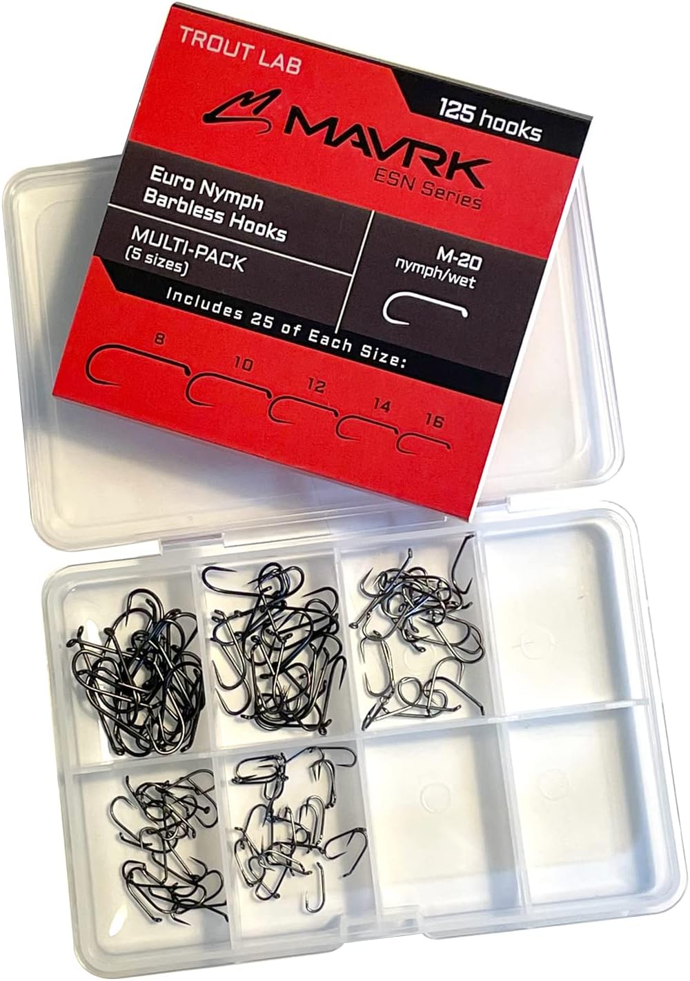 Ultimate Euro Nymph Barbless Hooks Set - 5 Sizes, 125pcs