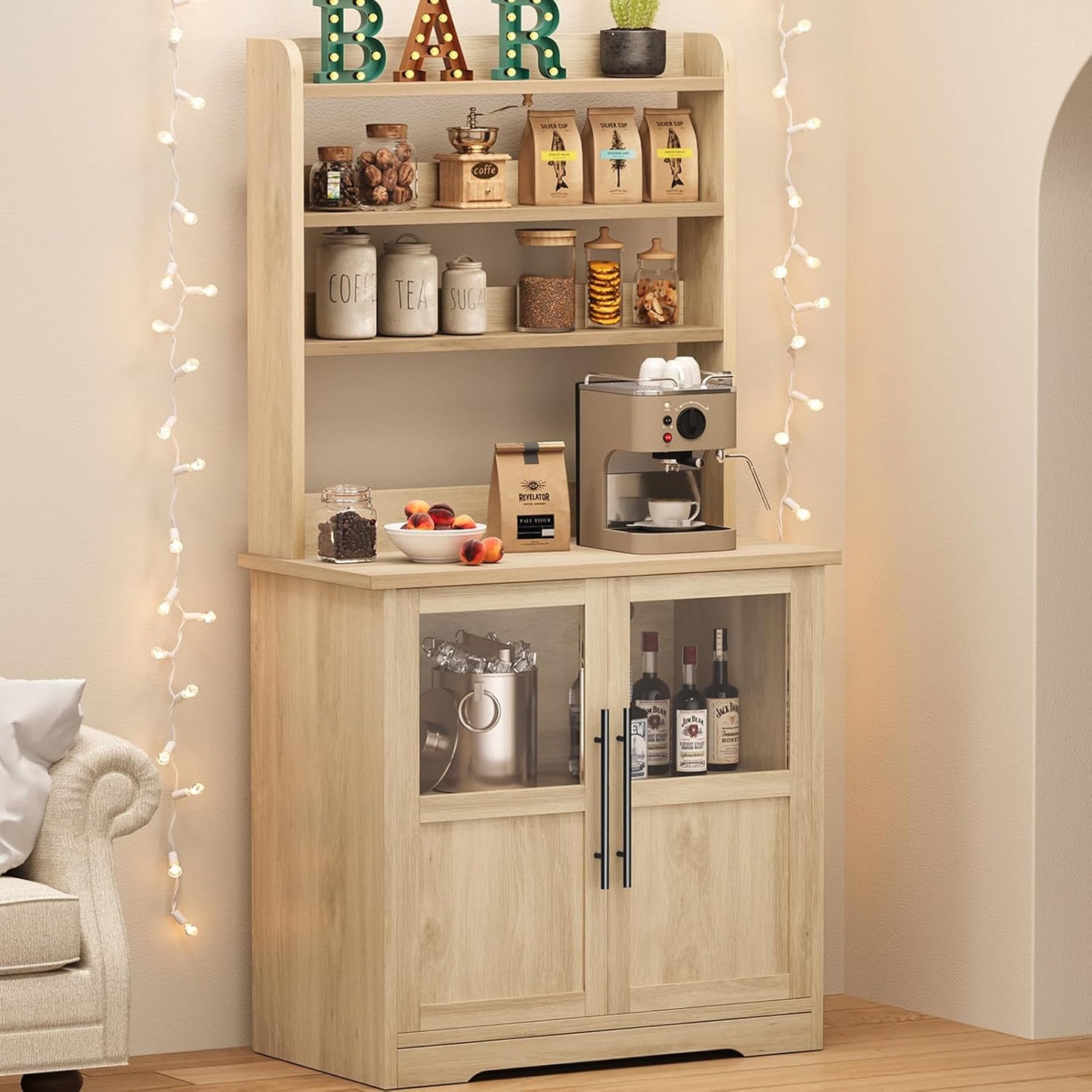 Versatile Bakers Rack with Storage & Tabletop