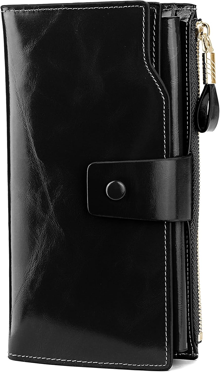 YALUXE Women's Genuine Leather Wallet with RFID Blocking Design