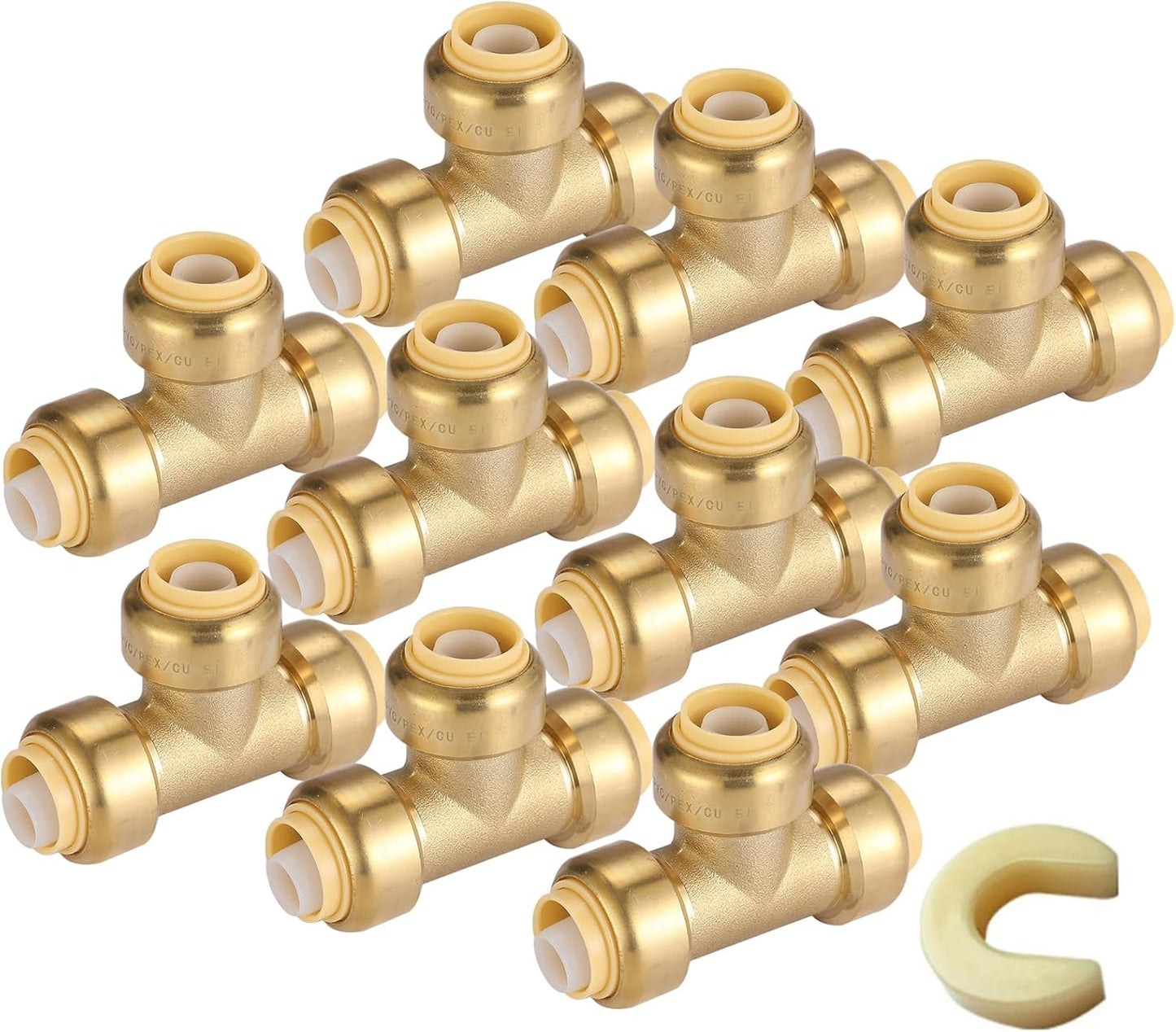 1/2 Pushfit Tee Fittings for PEX, Copper, and CPVC Plumbing