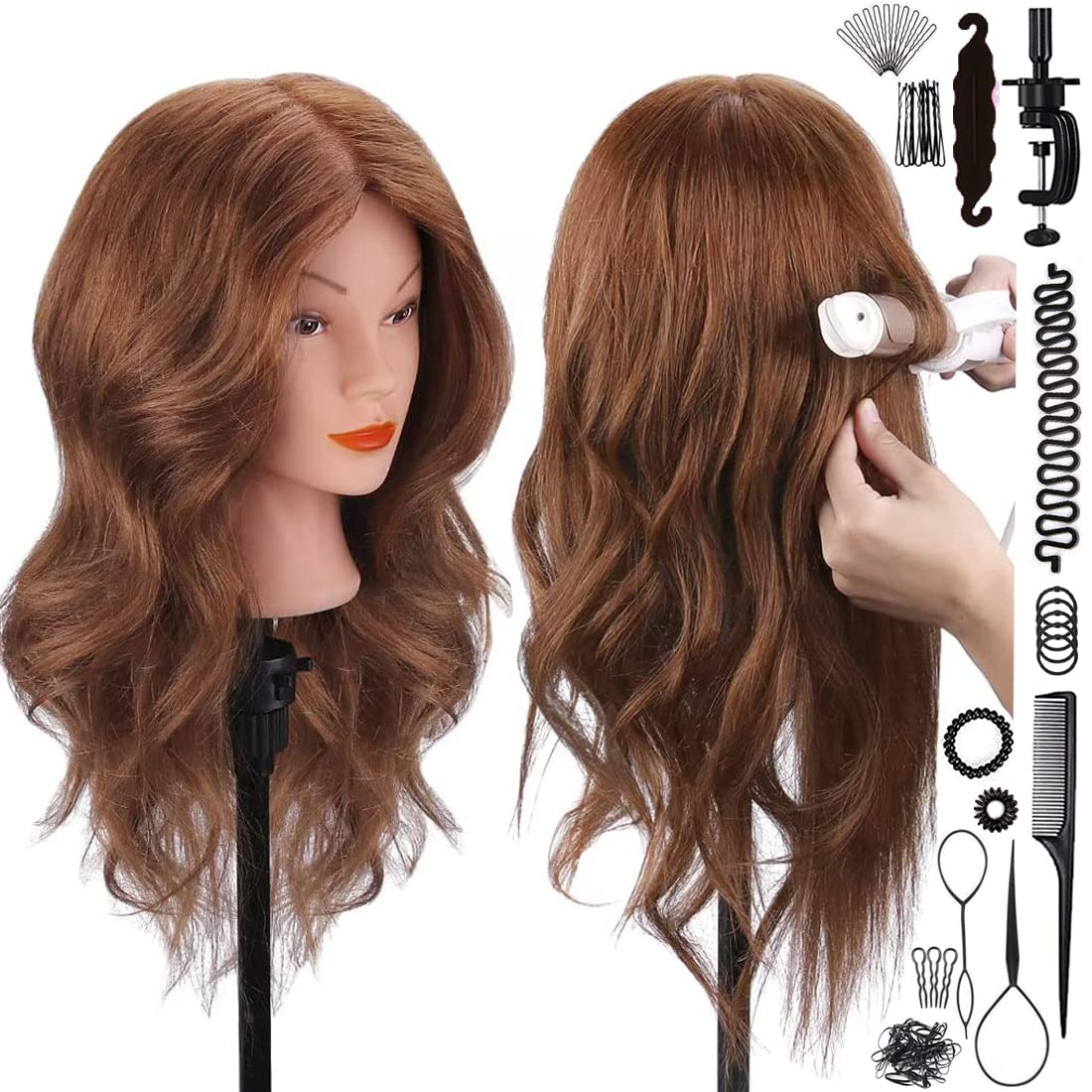 Mannequin Head with 100% Human Hair for Cosmetology Practice