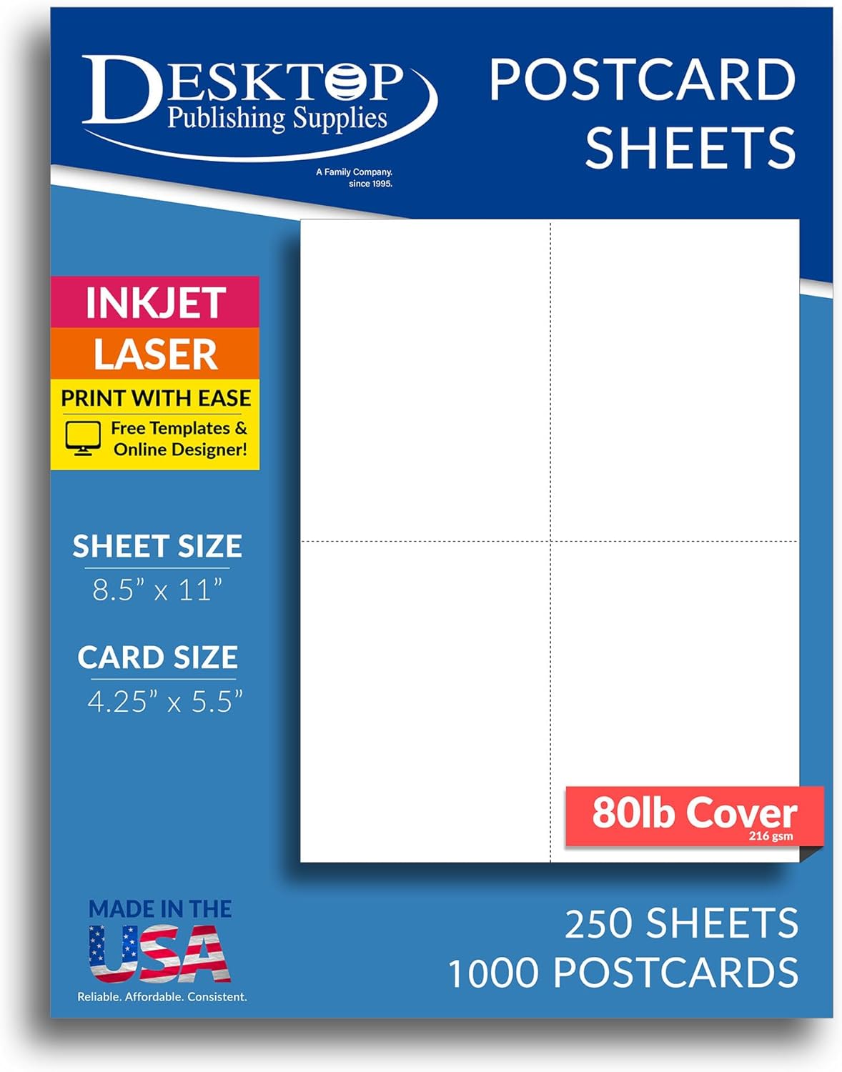 Heavyweight Blank Postcard Paper for Printing - 250 Sheets