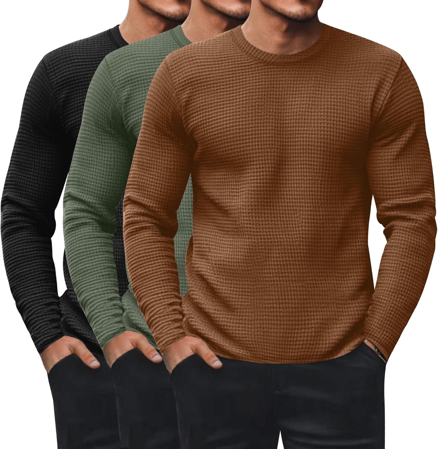 Men's Waffle Long Sleeve Shirts for Casual Comfort and Style