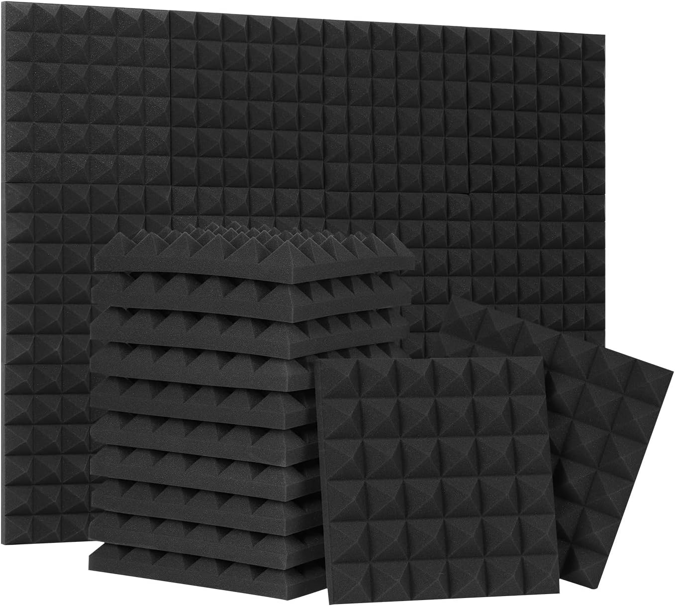 24 Pack Pyramid Acoustic Foam Panels for Sound Absorption