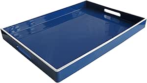 Elegant Blue Rectangle Tray with Handles for Home Decor Use