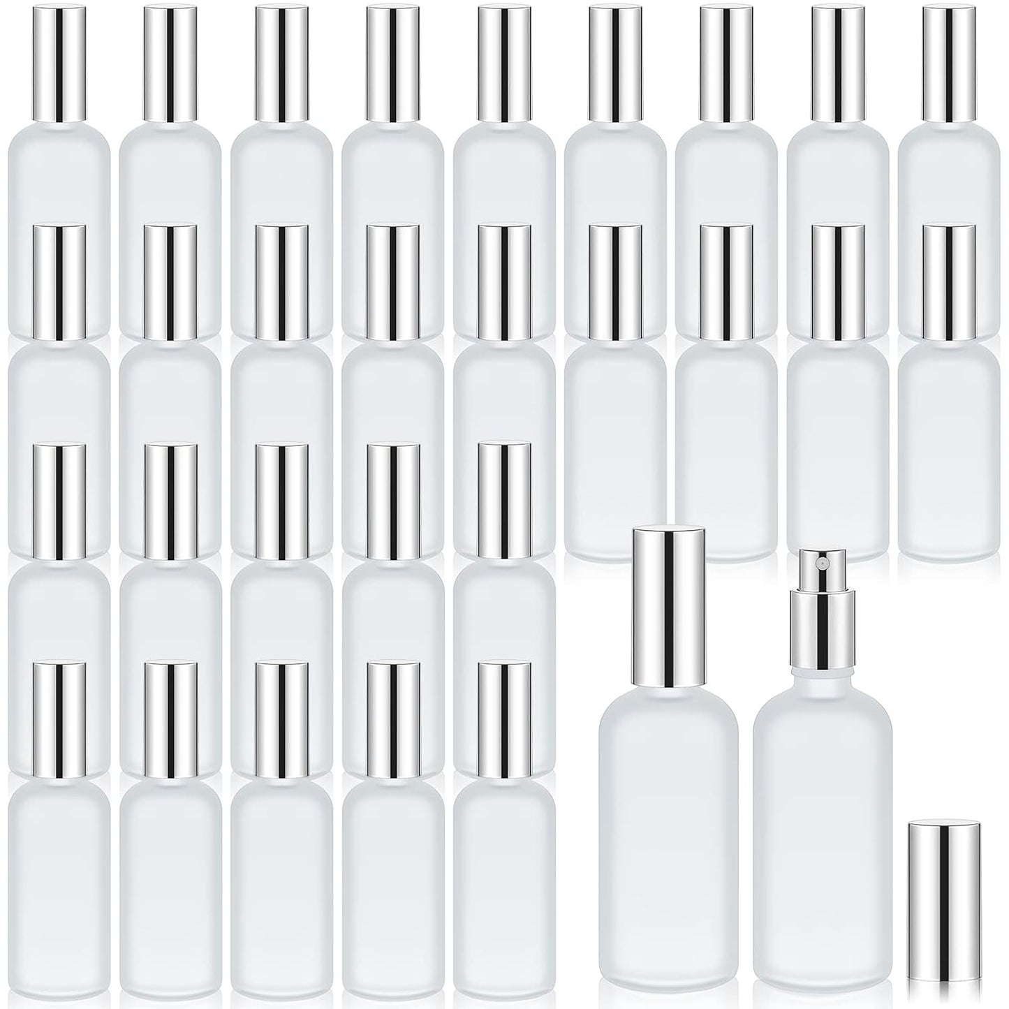 30 Pcs 3.4 oz Silver Glass Spray Bottles for Perfume Travel