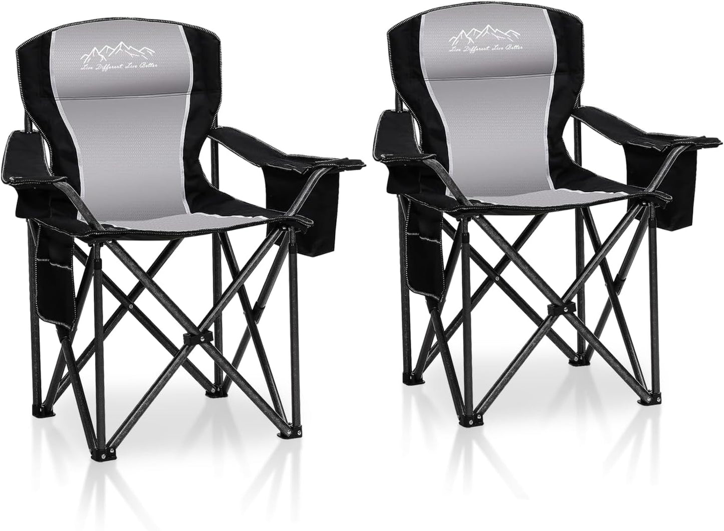 2PCS Folding Camping Chair Heavy Duty Padded Outdoor Chairs