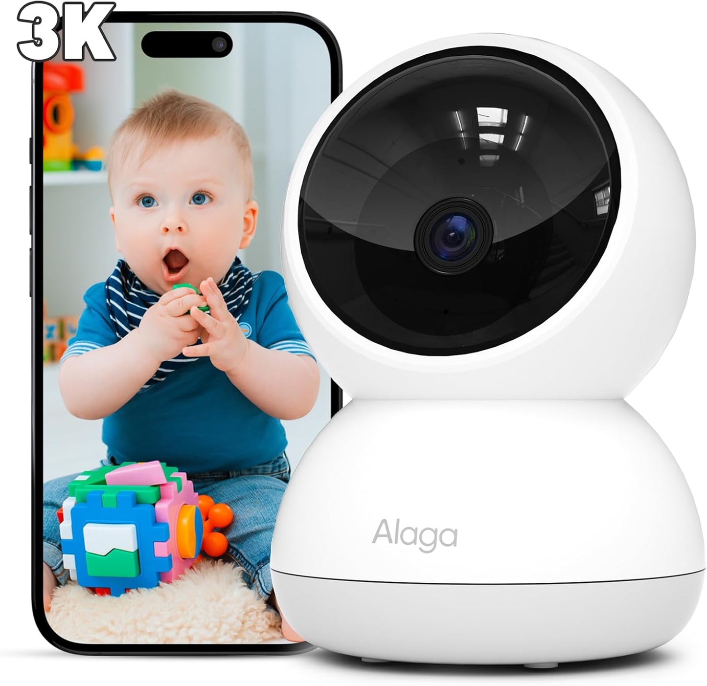 Alaga 3K Security Cam: 360 Pan, AI Motion Detection