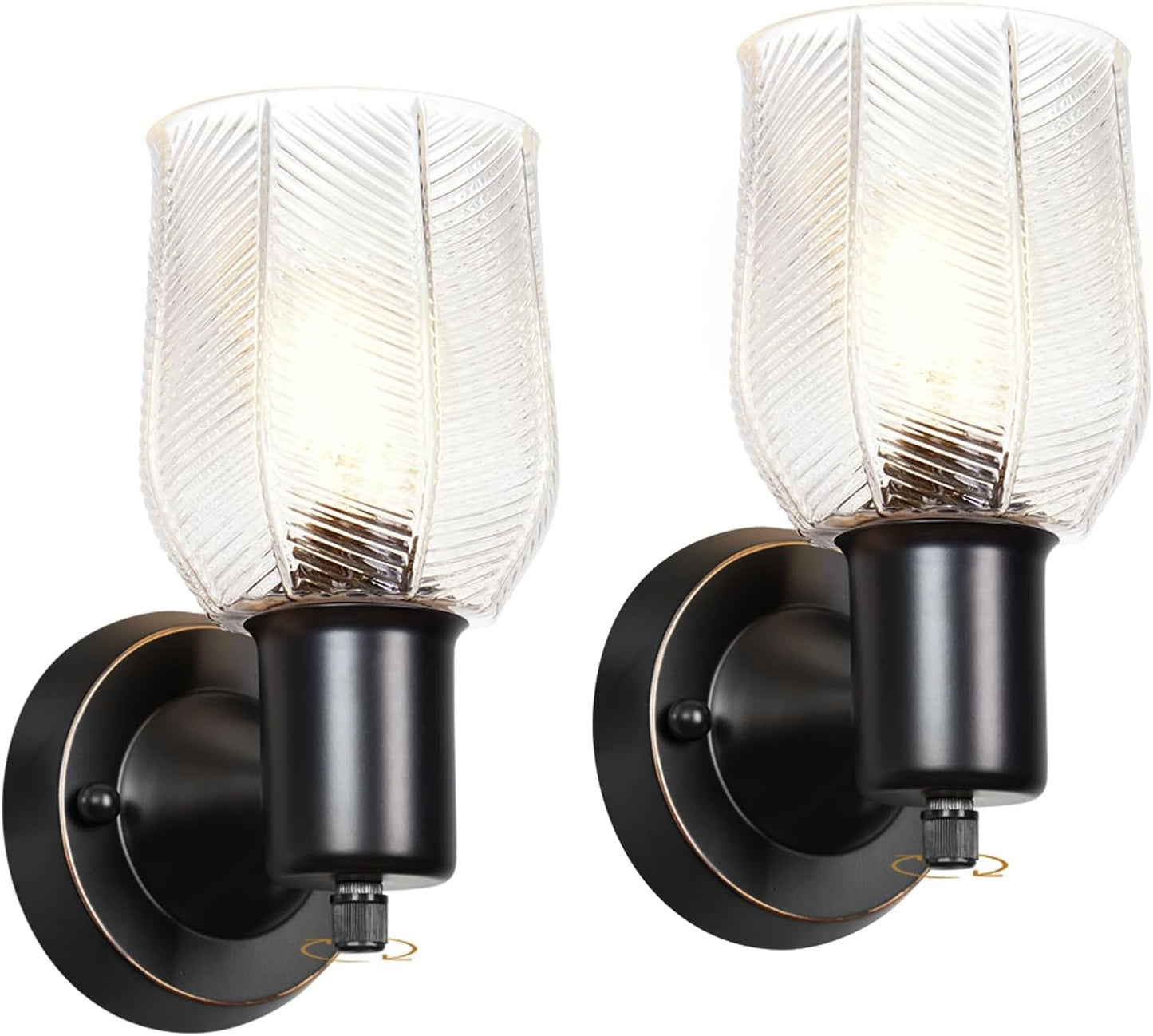 Wall Sconces Set of 2 - Matte Black Vanity Lights for Home