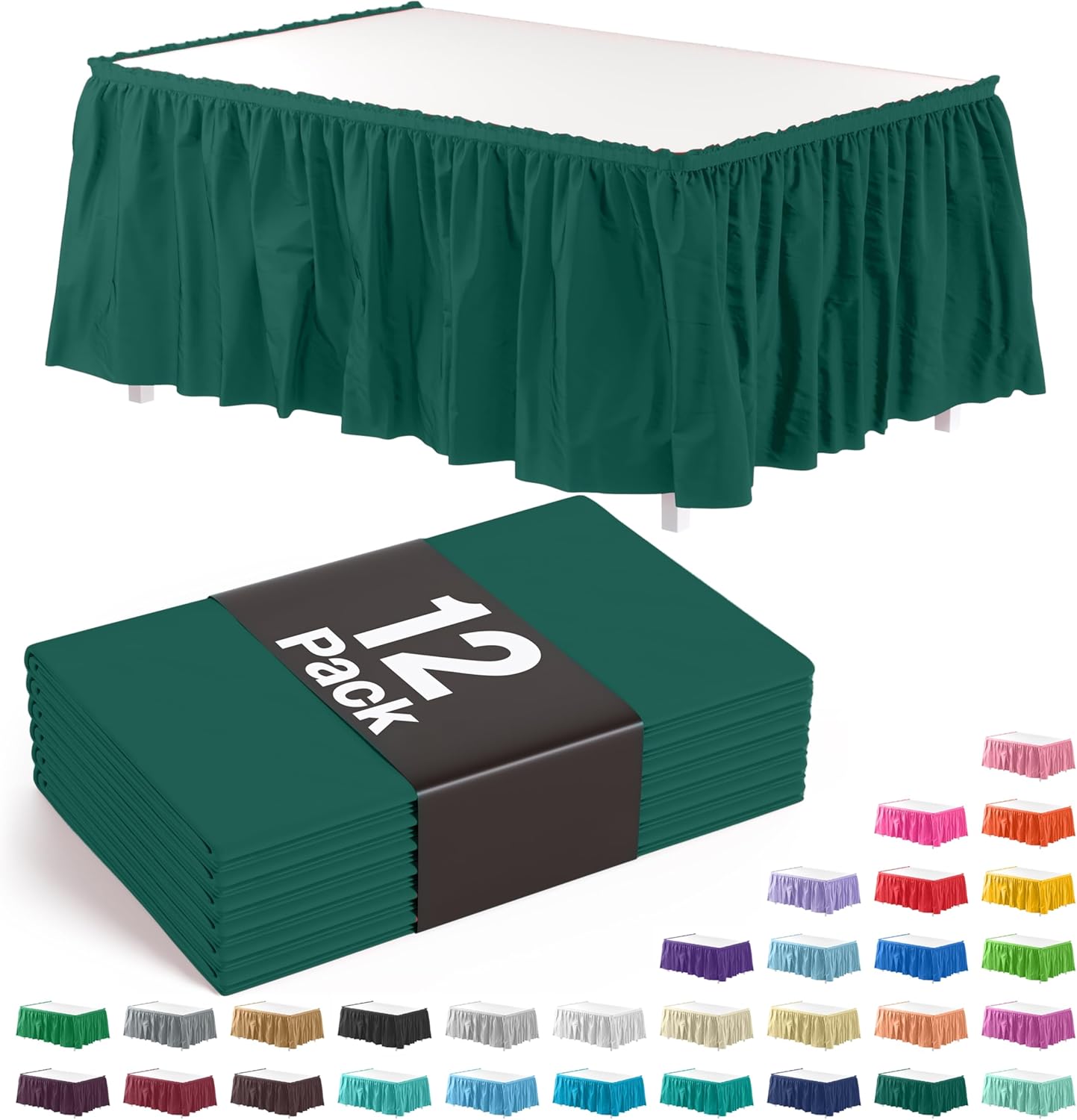 Exquisite Dark Green Ruffle Table Skirt for Elegant Events