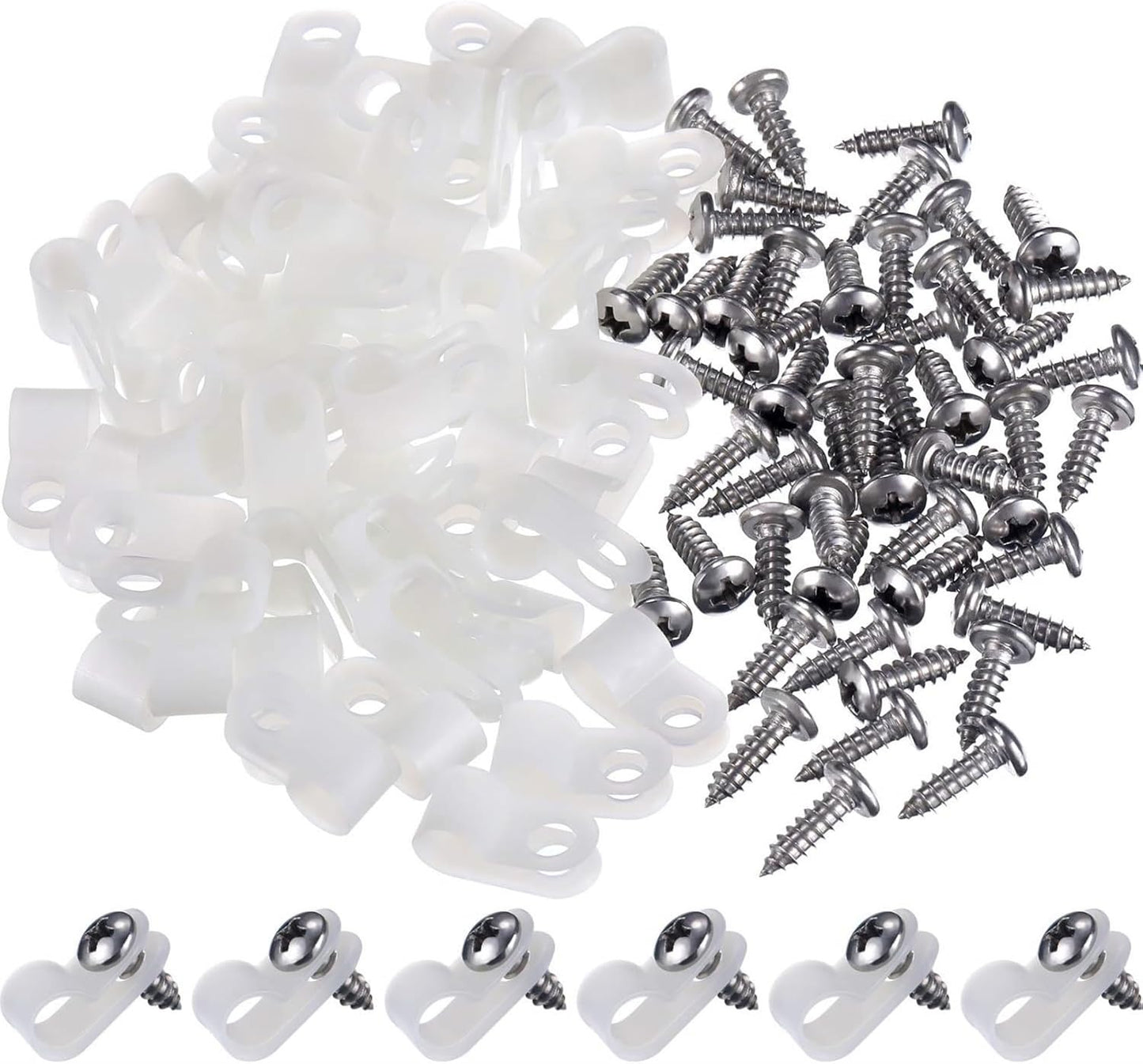 Hicarer 100 Pack Cable Clips with Screws - Organize Wires Easily!