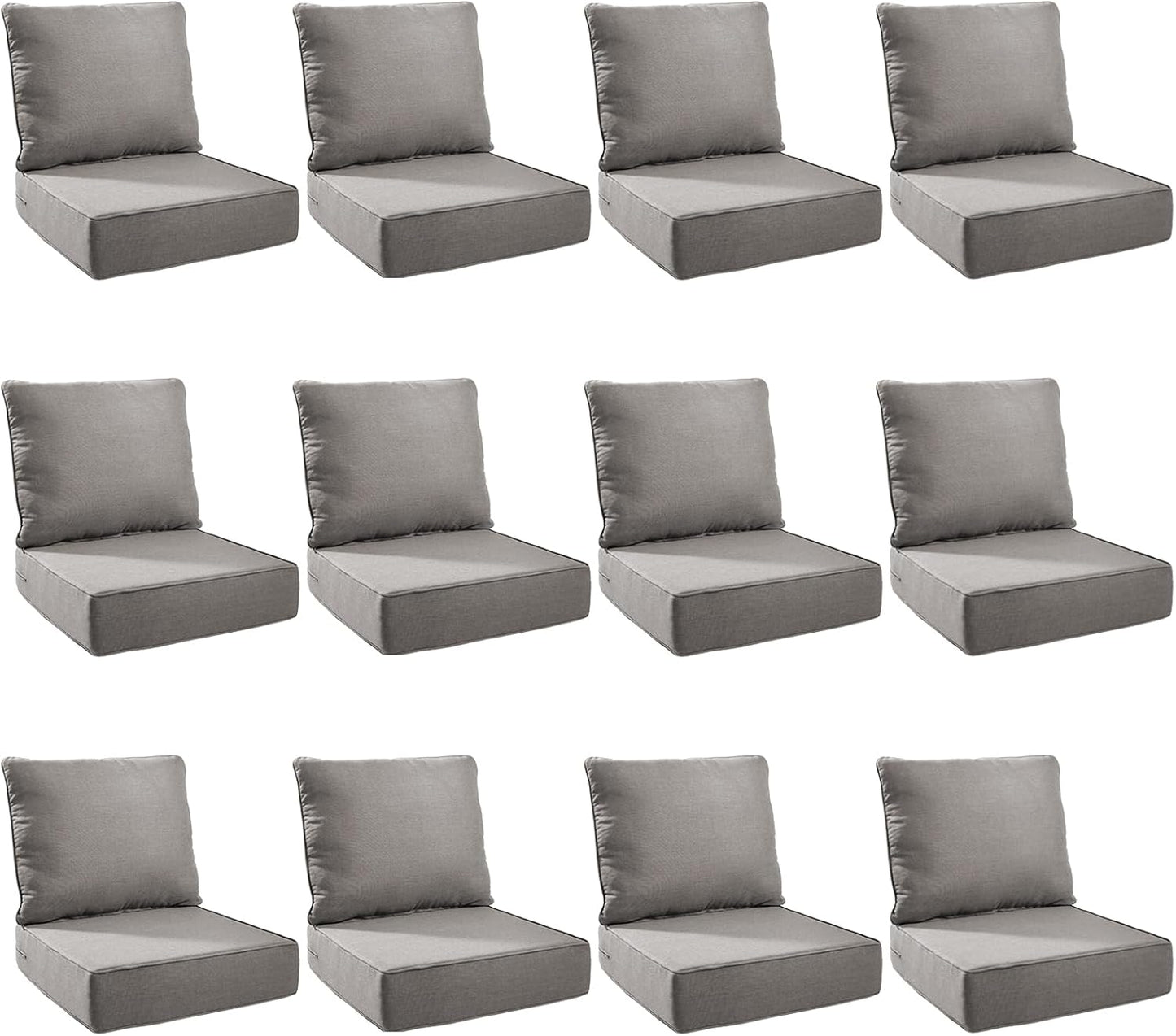 Outdoor Cushion Set for Patio Furniture - 12-Pack Grey Cushions