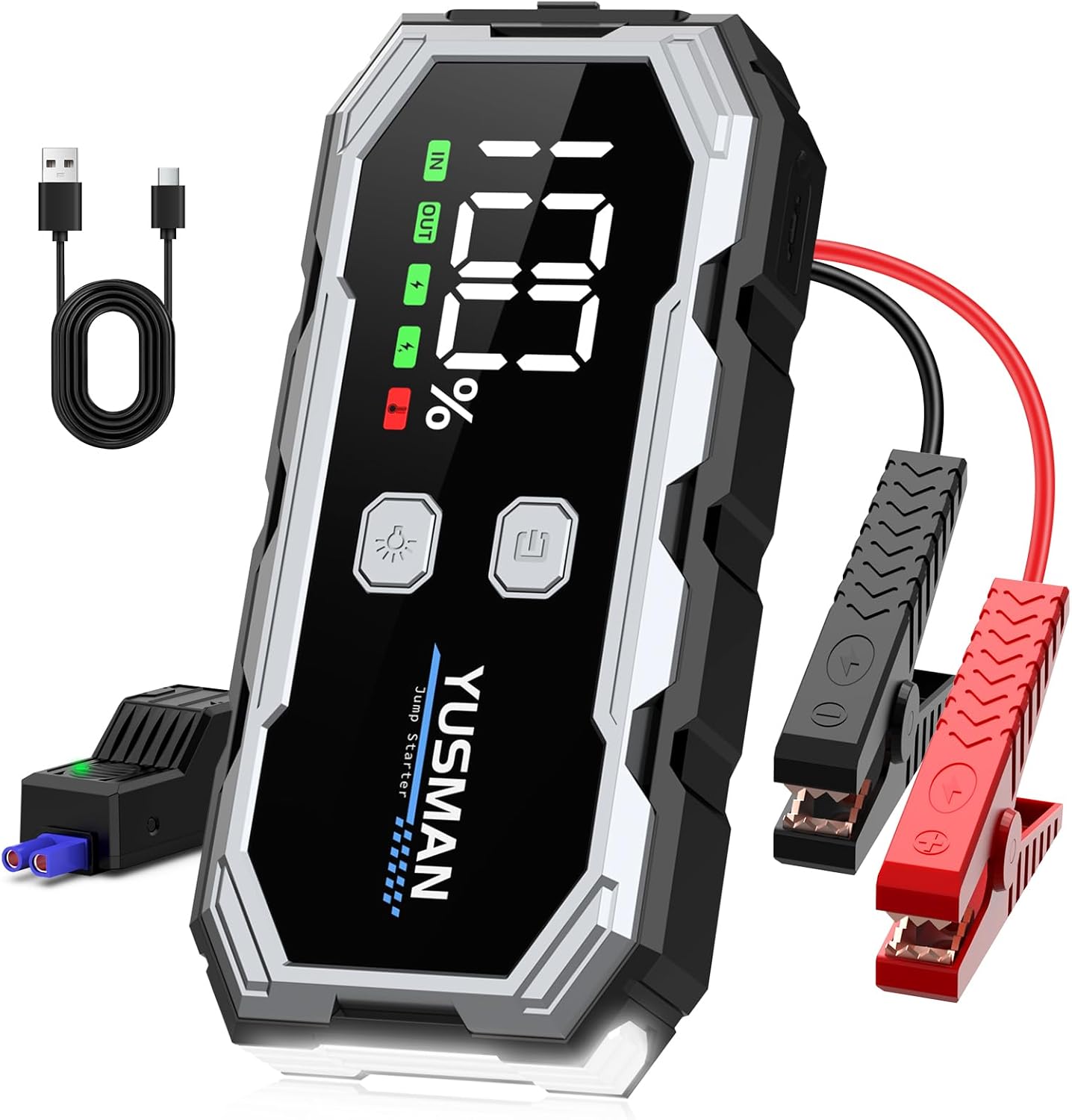 3000A Jump Starter with Smart Cables and LED Flashlight