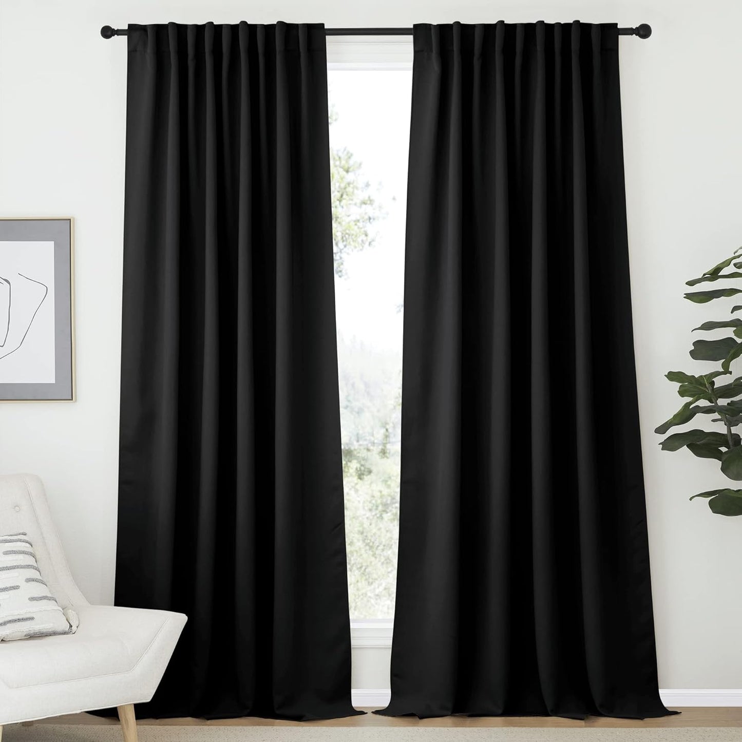 NICETOWN Halloween Black Out Curtain Panels for Bedroom - W70 x L108