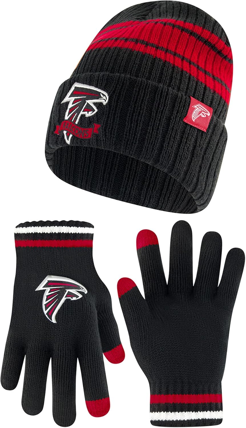 Ultra Game NFL Official Super Soft Team Stripe Beanie & Gloves