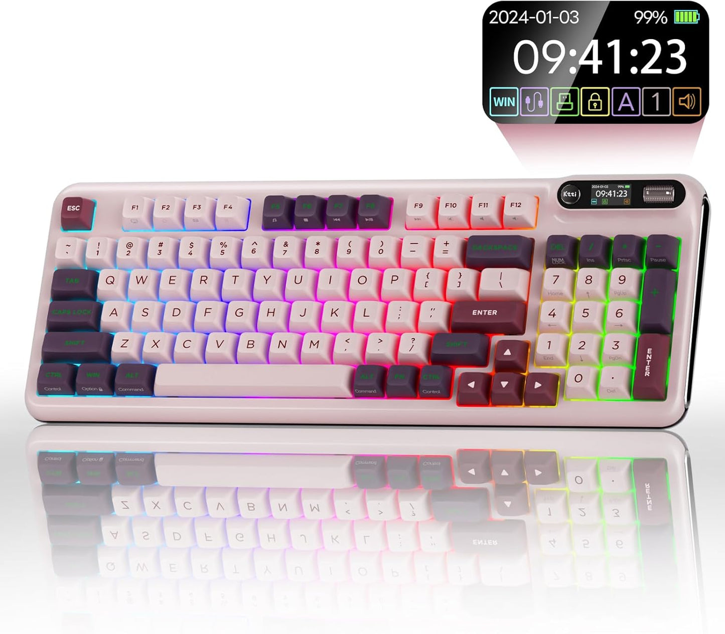 KZZI Z98 Creamy Keyboard: Wireless Mechanical with Smart Display